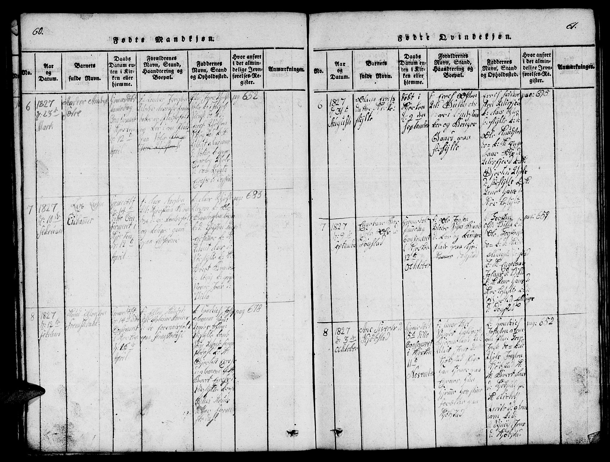 Ministerialprotokoller, klokkerbøker og fødselsregistre - Møre og Romsdal, AV/SAT-A-1454/541/L0546: Klokkerbok nr. 541C01, 1818-1856, s. 60-61