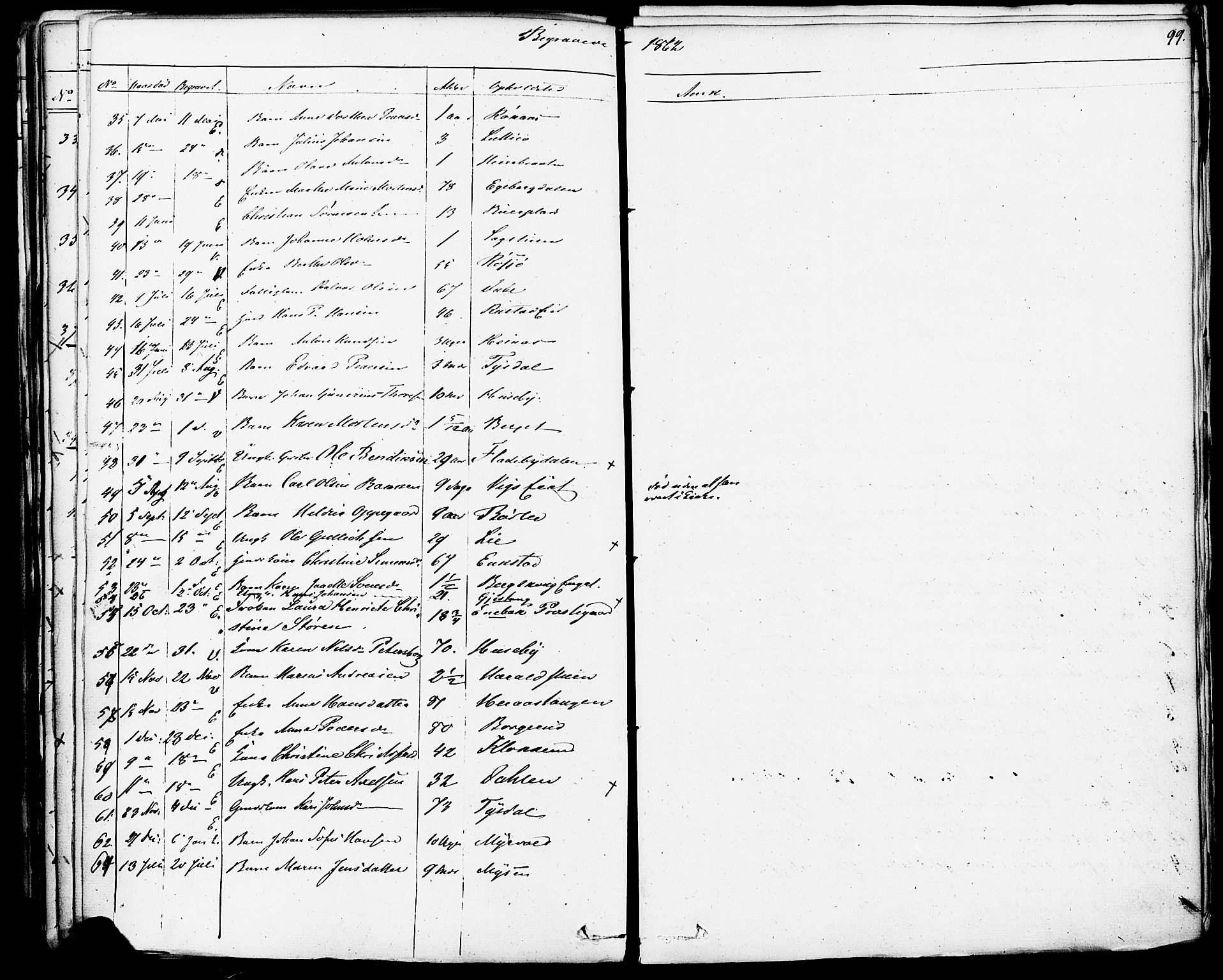 Enebakk prestekontor Kirkebøker, SAO/A-10171c/F/Fa/L0013: Ministerialbok nr. I 13, 1832-1882, s. 99