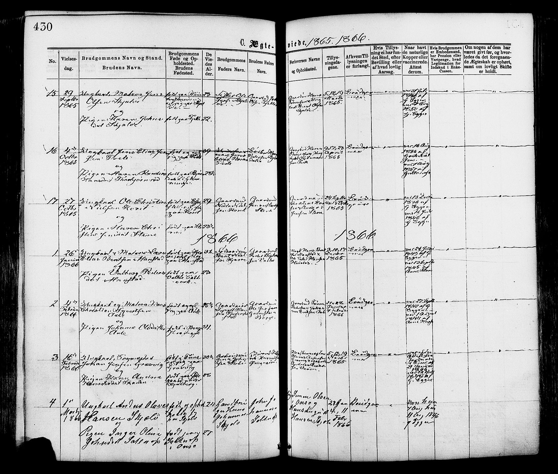 Onsøy prestekontor Kirkebøker, AV/SAO-A-10914/F/Fa/L0004: Ministerialbok nr. I 4, 1861-1877, s. 430