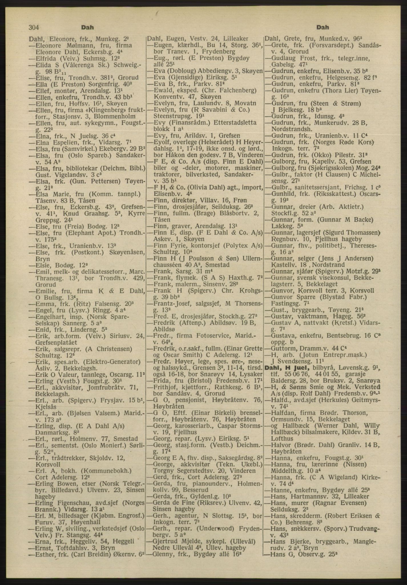 Kristiania/Oslo adressebok, PUBL/-, 1955, s. 304