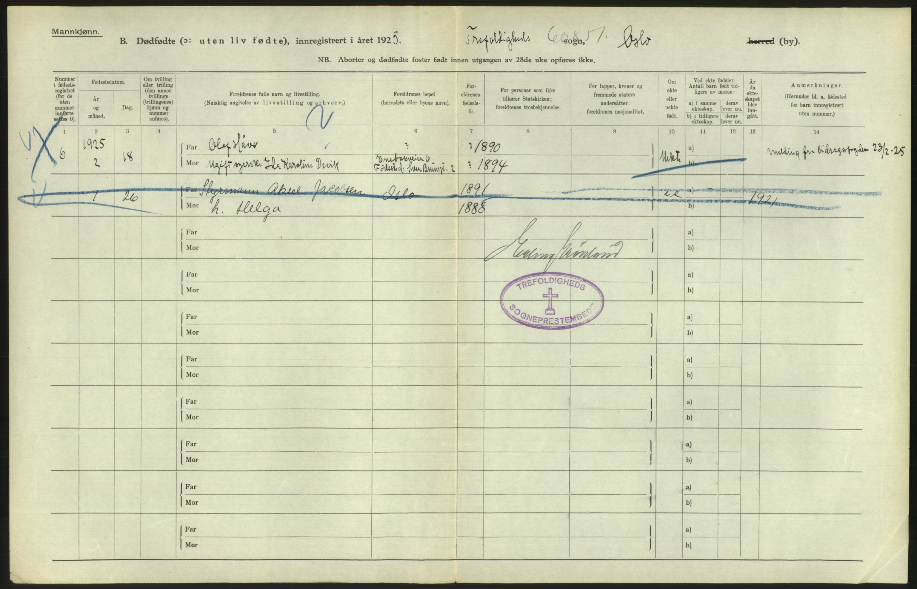 Statistisk sentralbyrå, Sosiodemografiske emner, Befolkning, AV/RA-S-2228/D/Df/Dfc/Dfce/L0010: Oslo: Døde kvinner, dødfødte, 1925, s. 98