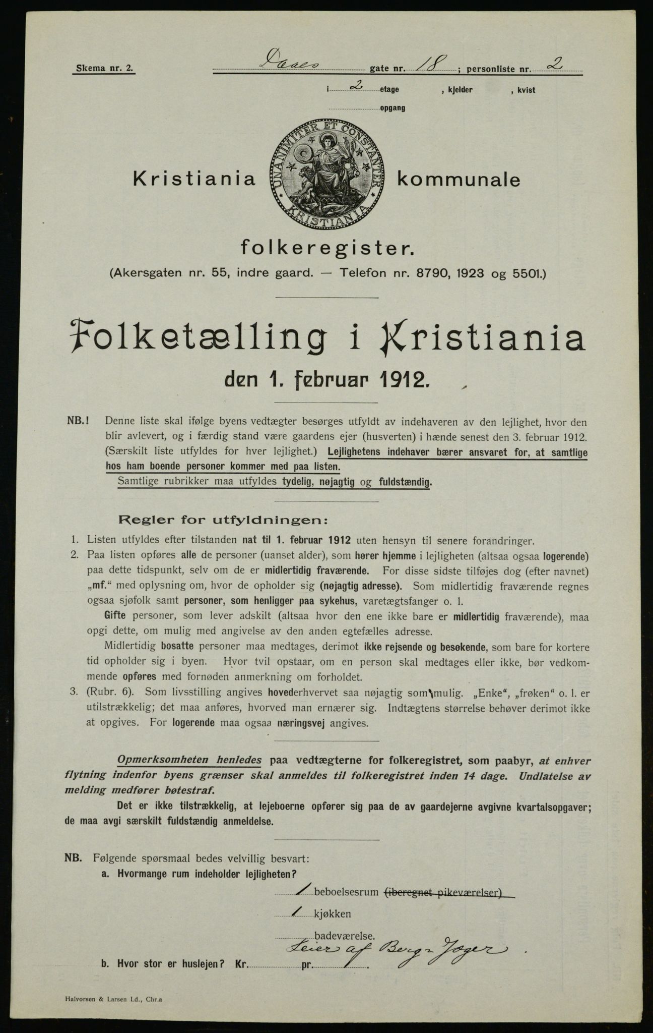 OBA, Kommunal folketelling 1.2.1912 for Kristiania, 1912, s. 17960