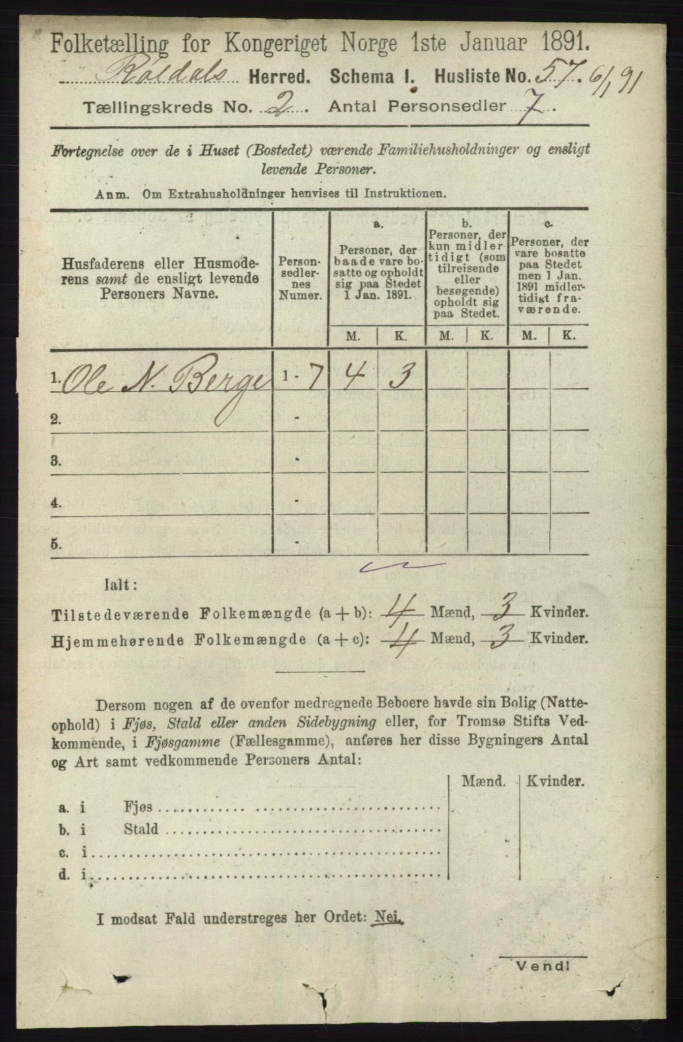 RA, Folketelling 1891 for 1229 Røldal herred, 1891, s. 528