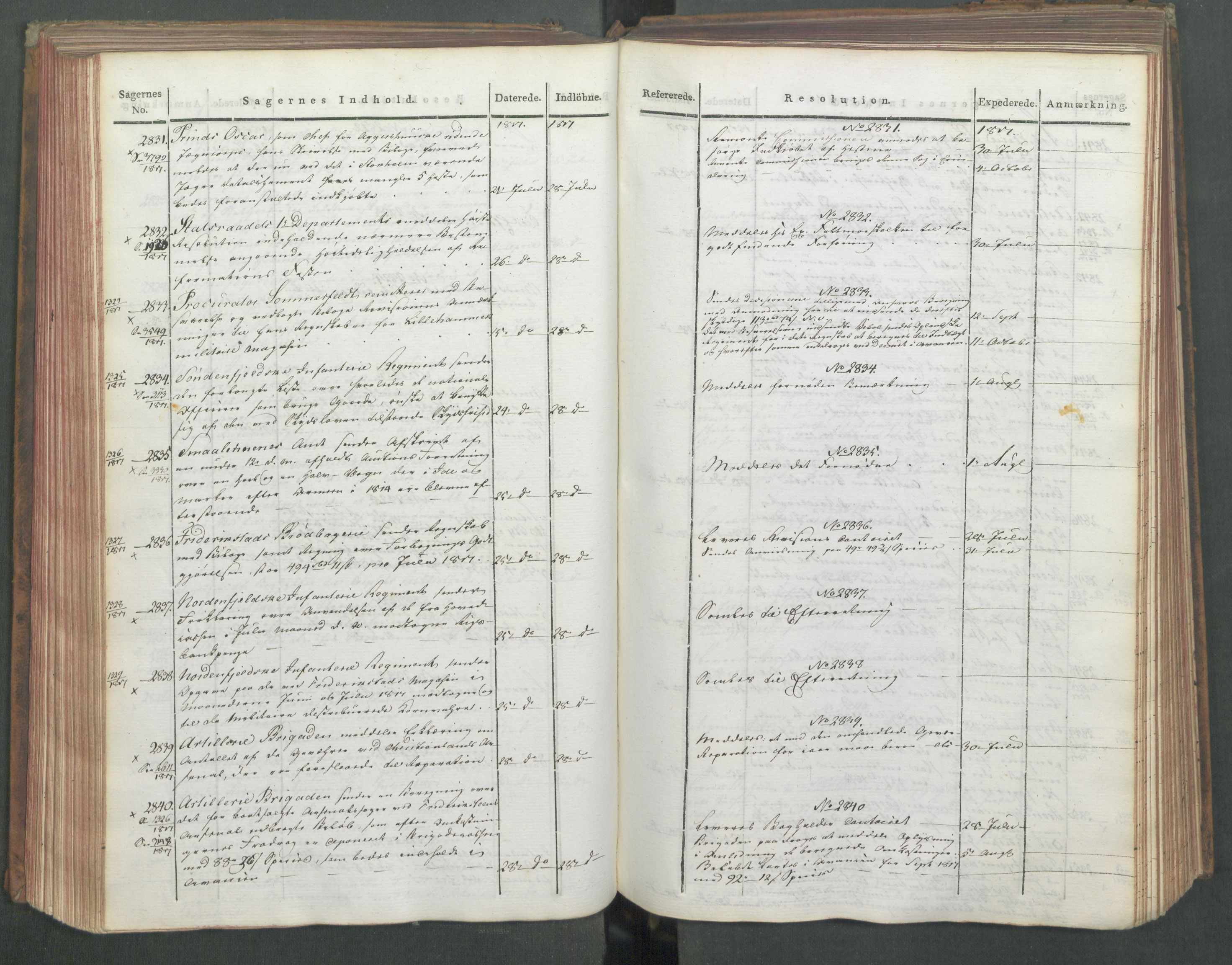 Armédepartementet, AV/RA-RAFA-3493/C/Ca/L0012: 6. Departements Journal, 1817