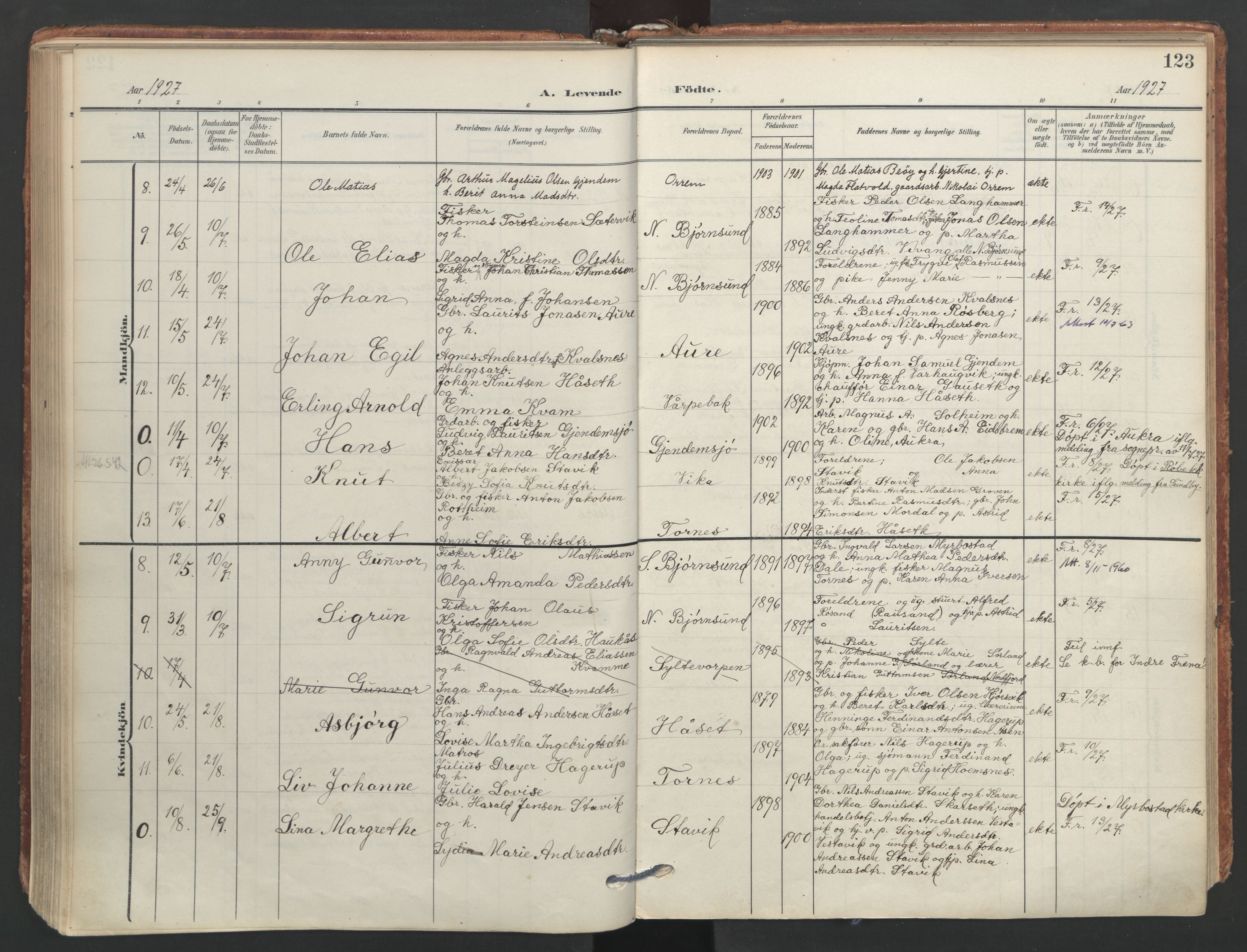 Ministerialprotokoller, klokkerbøker og fødselsregistre - Møre og Romsdal, AV/SAT-A-1454/565/L0751: Ministerialbok nr. 565A05, 1905-1979, s. 123