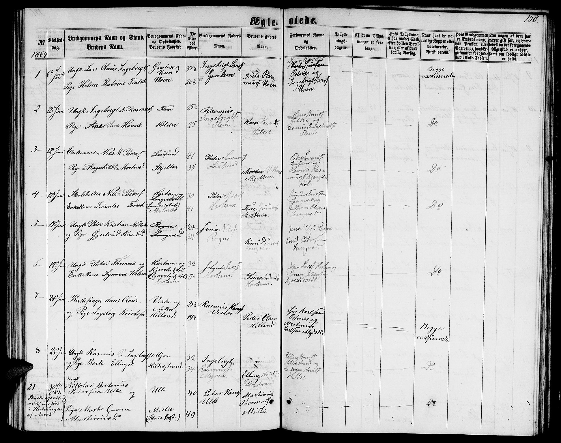 Ministerialprotokoller, klokkerbøker og fødselsregistre - Møre og Romsdal, AV/SAT-A-1454/536/L0508: Klokkerbok nr. 536C03, 1860-1870, s. 158