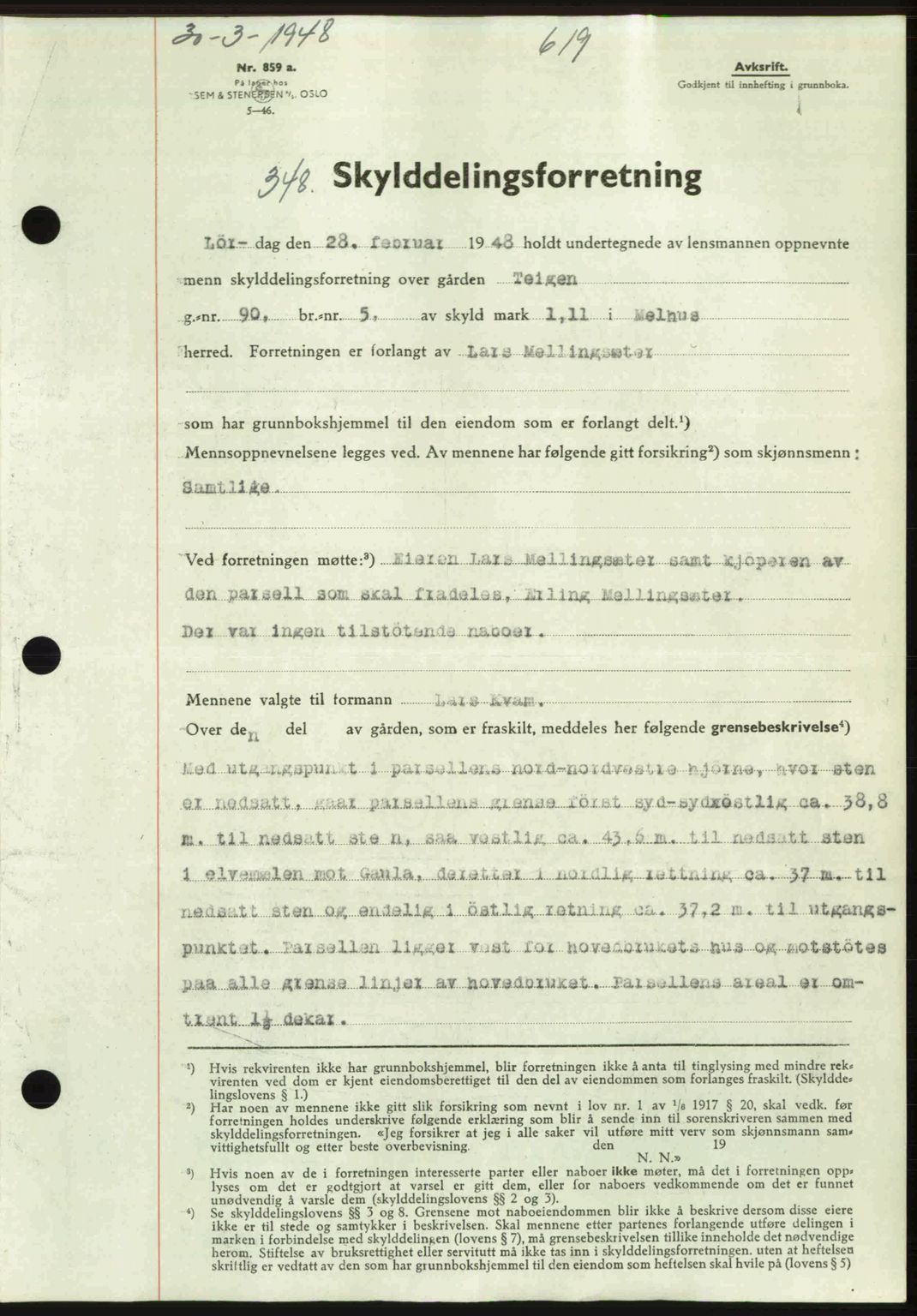 Gauldal sorenskriveri, SAT/A-0014/1/2/2C: Pantebok nr. A5, 1947-1948, Dagboknr: 348/1948