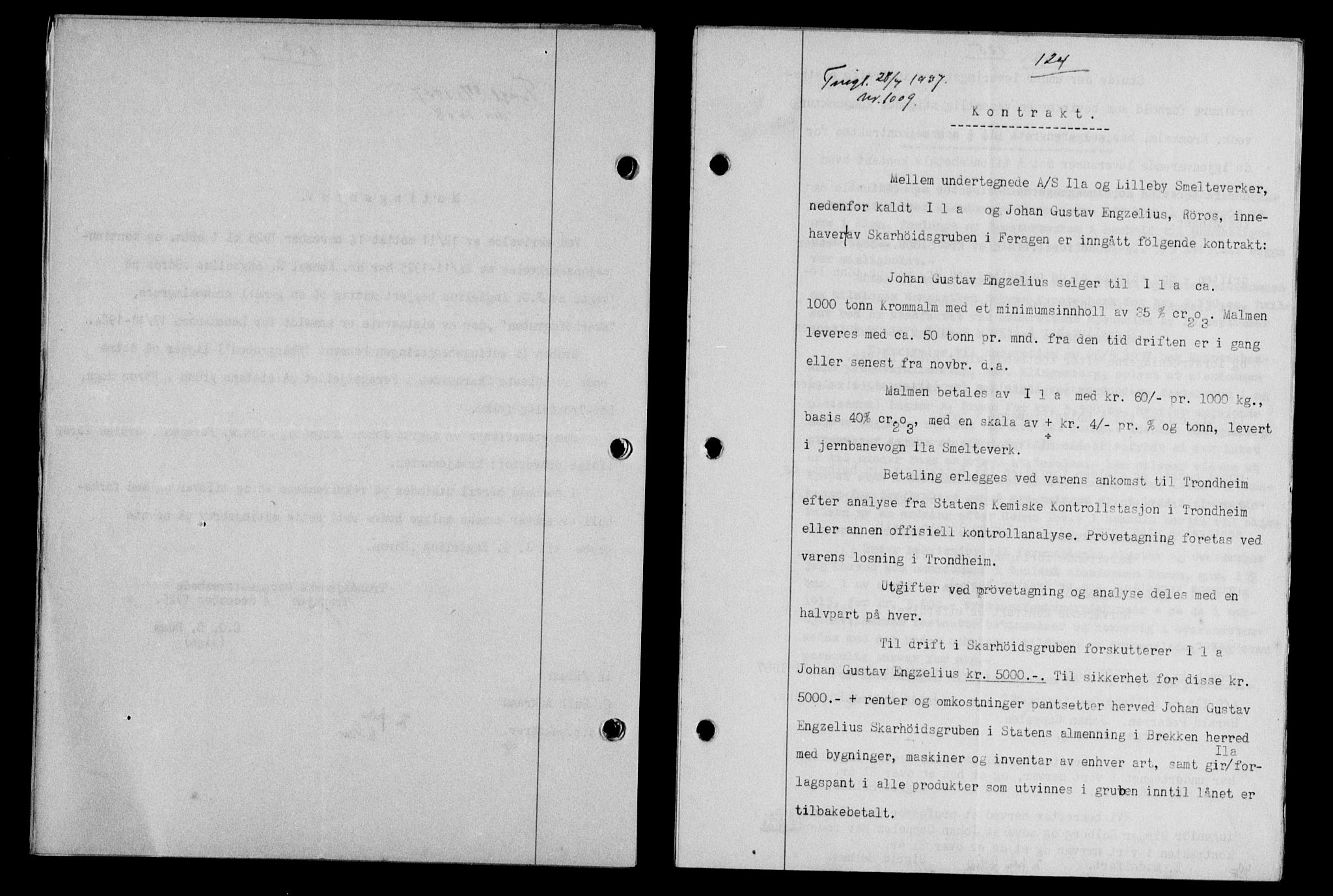 Gauldal sorenskriveri, SAT/A-0014/1/2/2C/L0047: Pantebok nr. 50-51, 1937-1937, Dagboknr: 1009/1937