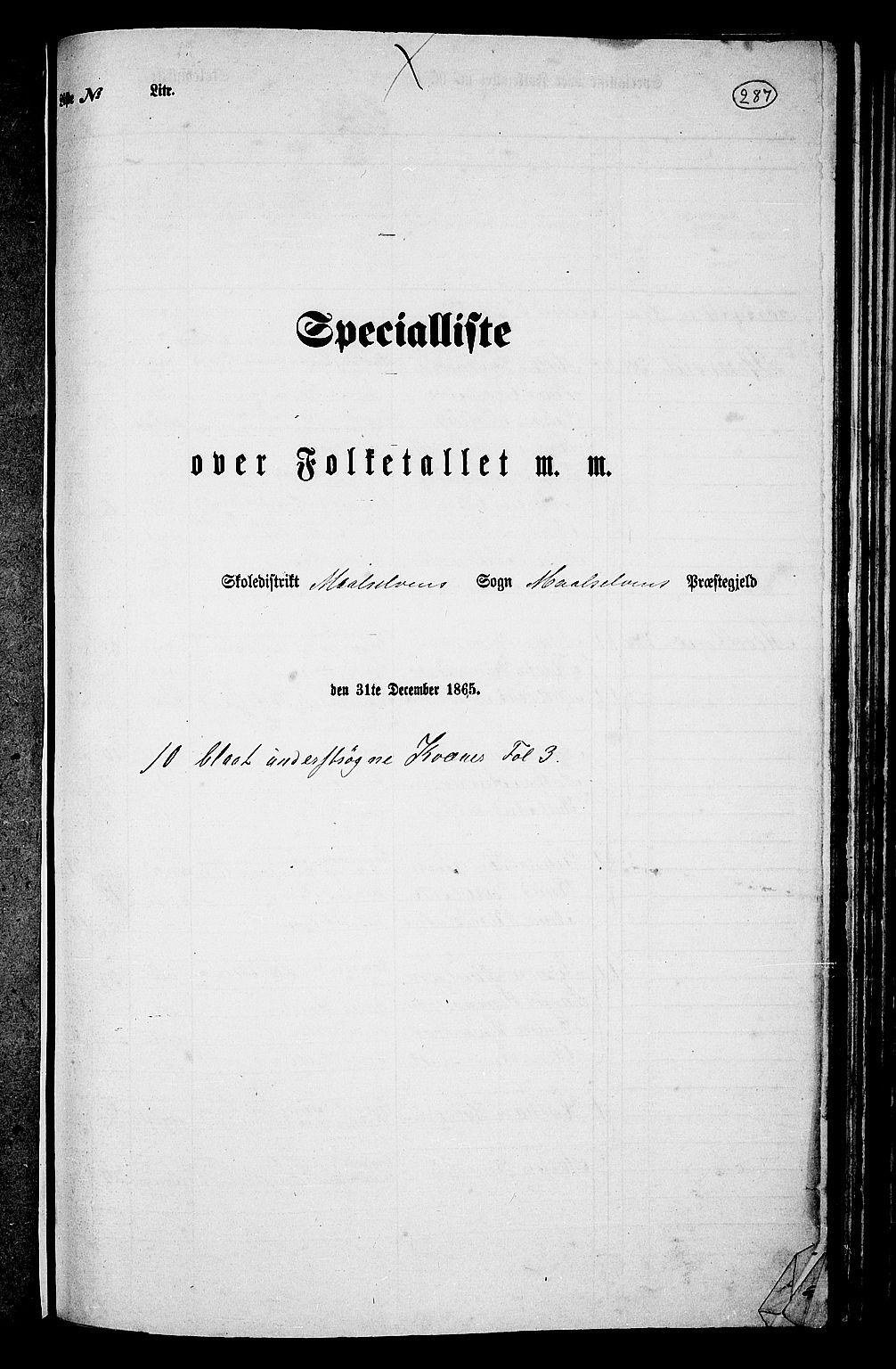 RA, Folketelling 1865 for 1924P Målselv prestegjeld, 1865, s. 109