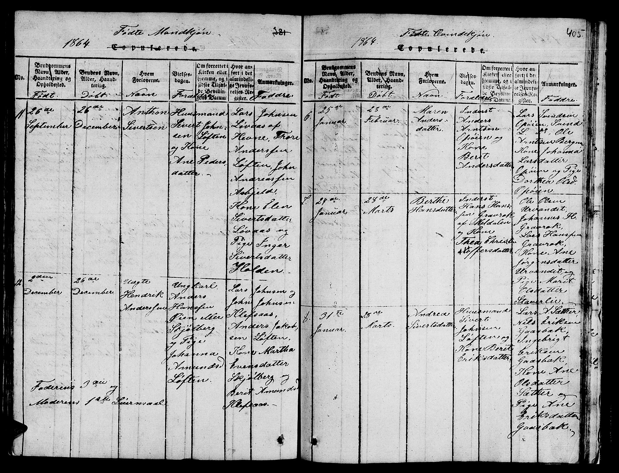 Ministerialprotokoller, klokkerbøker og fødselsregistre - Sør-Trøndelag, AV/SAT-A-1456/671/L0842: Klokkerbok nr. 671C01, 1816-1867, s. 404-405