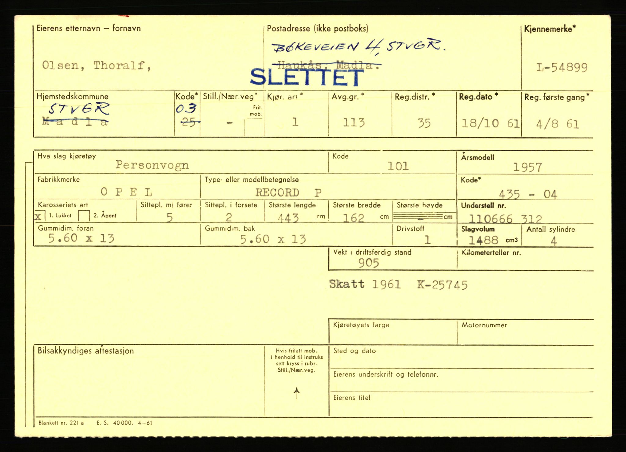 Stavanger trafikkstasjon, SAST/A-101942/0/F/L0054: L-54200 - L-55699, 1930-1971, s. 1439