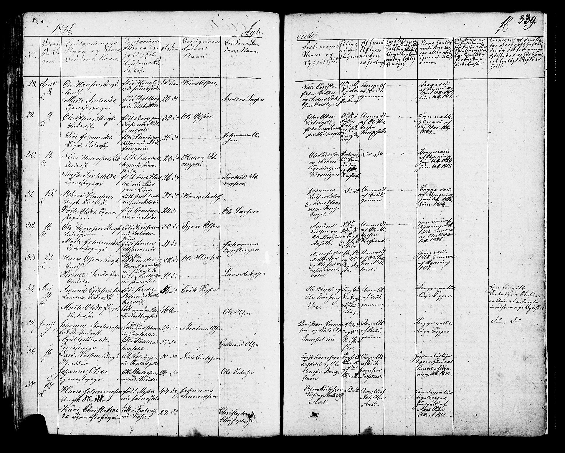 Ringsaker prestekontor, AV/SAH-PREST-014/K/Ka/L0007: Ministerialbok nr. 7A, 1826-1837, s. 339