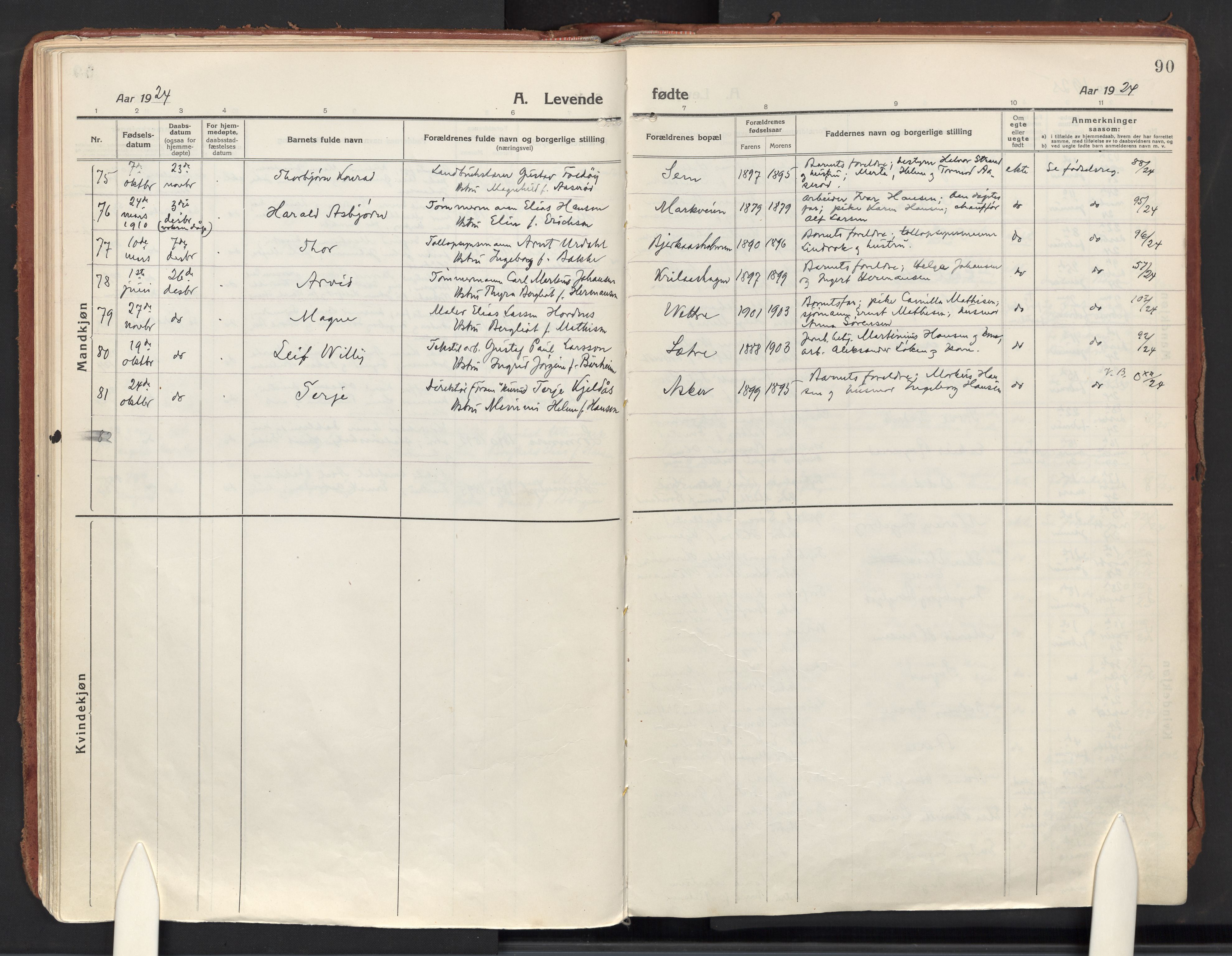 Asker prestekontor Kirkebøker, AV/SAO-A-10256a/F/Fa/L0018: Ministerialbok nr. I 18, 1916-1936, s. 90