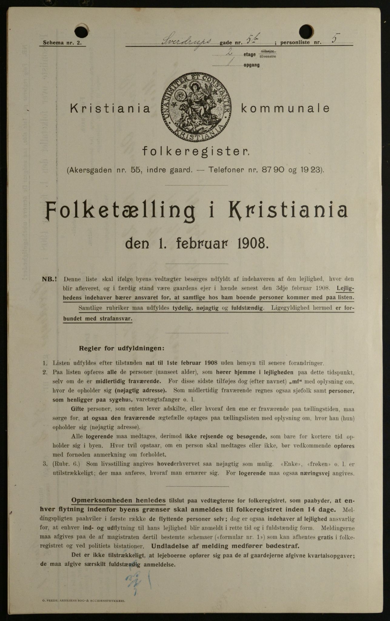 OBA, Kommunal folketelling 1.2.1908 for Kristiania kjøpstad, 1908, s. 94530