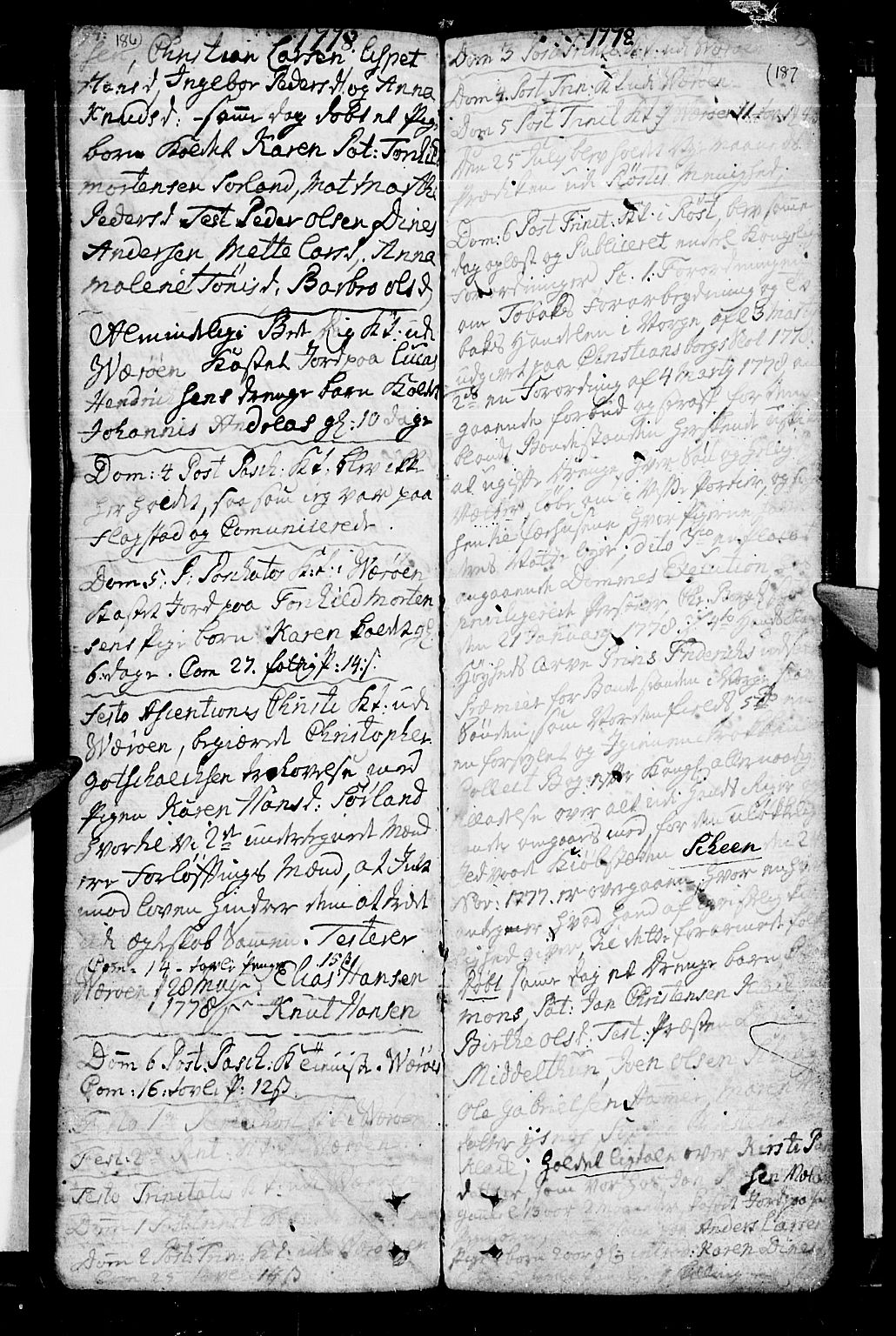 Ministerialprotokoller, klokkerbøker og fødselsregistre - Nordland, AV/SAT-A-1459/807/L0118: Ministerialbok nr. 807A01, 1752-1798, s. 186b-187b