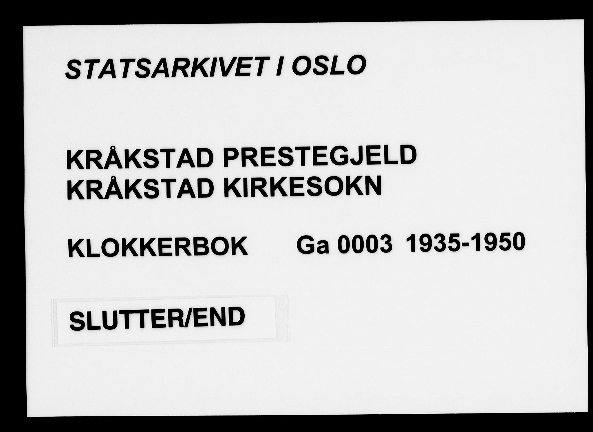 Kråkstad prestekontor Kirkebøker, AV/SAO-A-10125a/G/Ga/L0003: Klokkerbok nr. I 3, 1935-1950