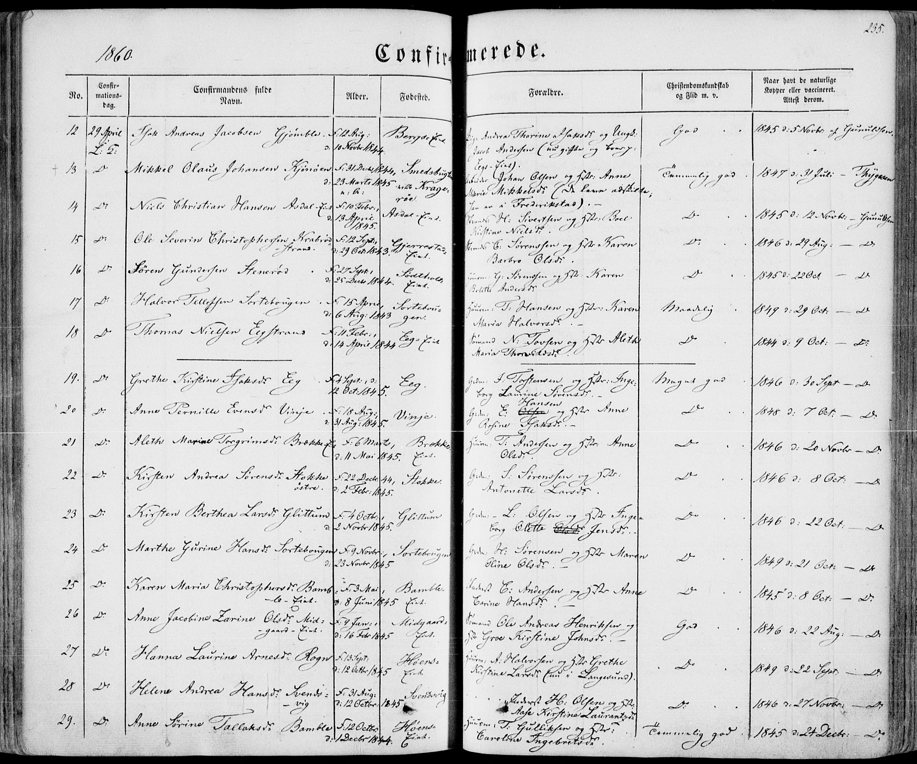 Bamble kirkebøker, AV/SAKO-A-253/F/Fa/L0005: Ministerialbok nr. I 5, 1854-1869, s. 235
