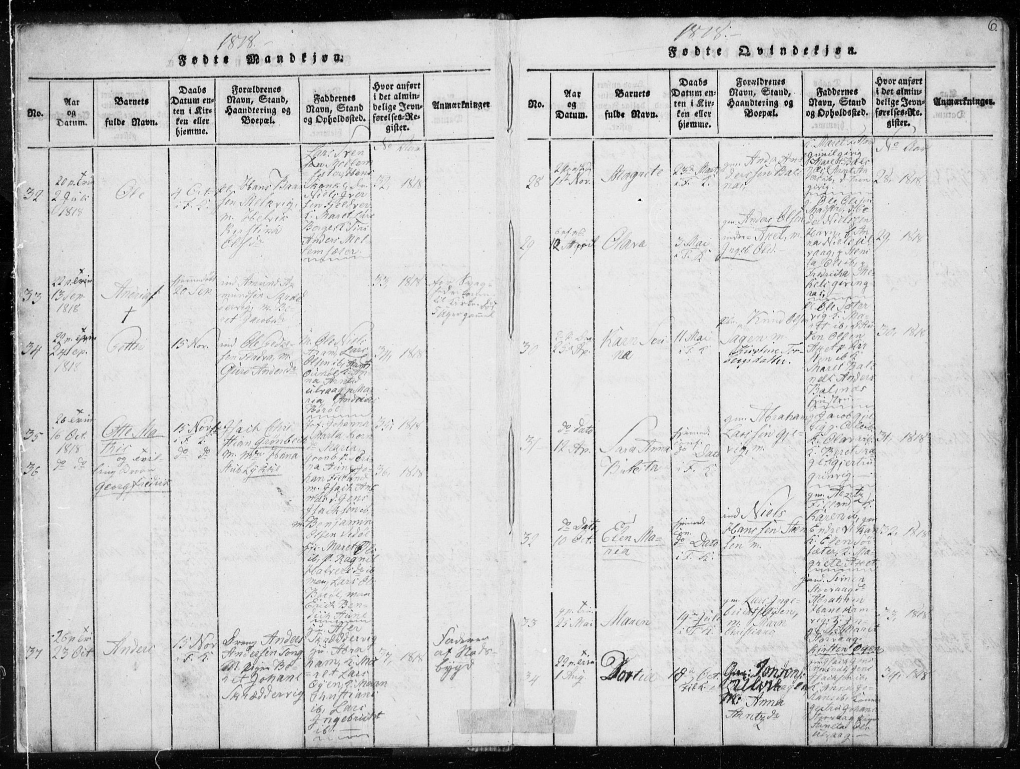 Ministerialprotokoller, klokkerbøker og fødselsregistre - Sør-Trøndelag, SAT/A-1456/634/L0527: Ministerialbok nr. 634A03, 1818-1826, s. 6