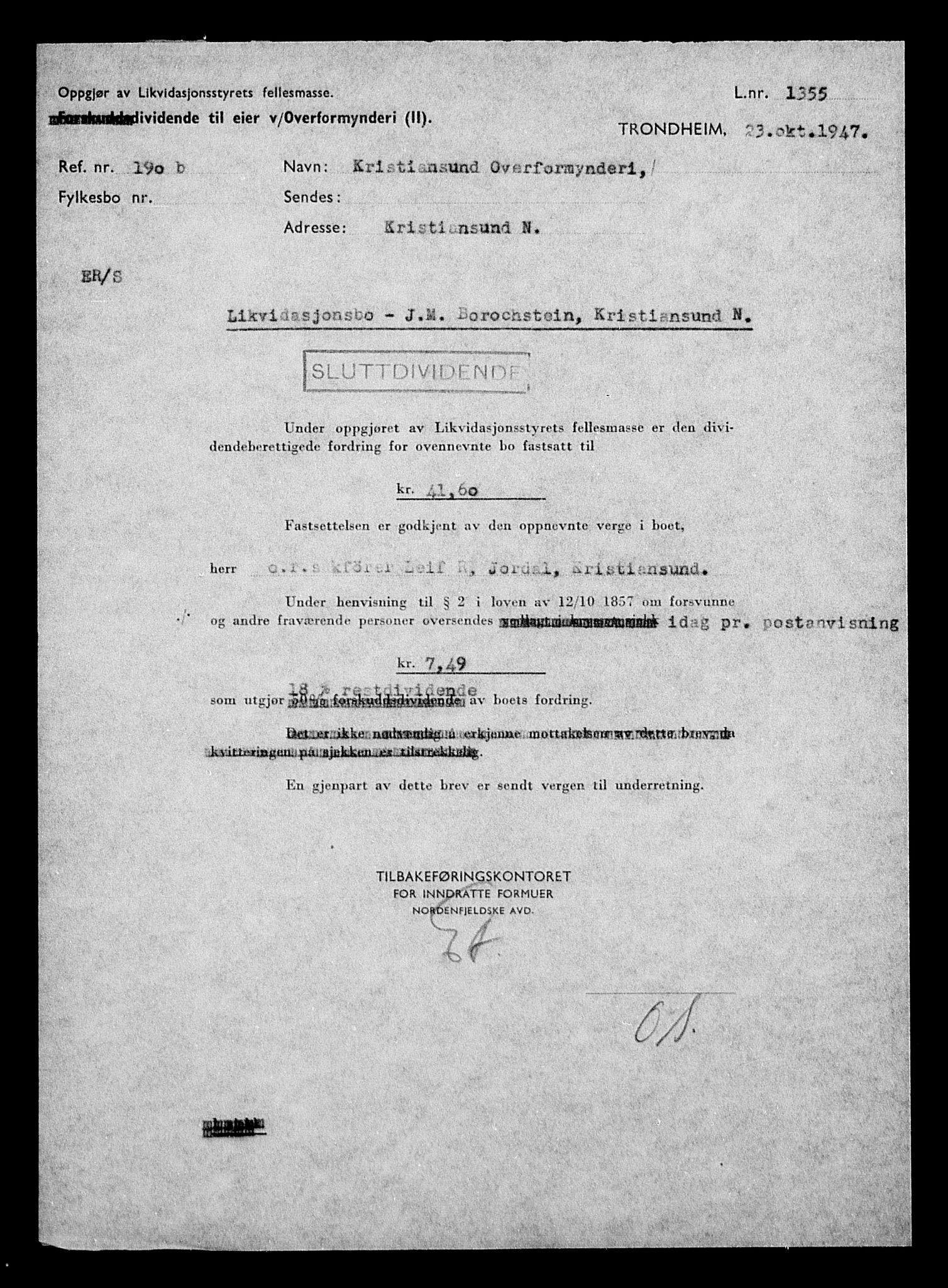 Justisdepartementet, Tilbakeføringskontoret for inndratte formuer, AV/RA-S-1564/H/Hc/Hcb/L0910: --, 1945-1947, s. 392