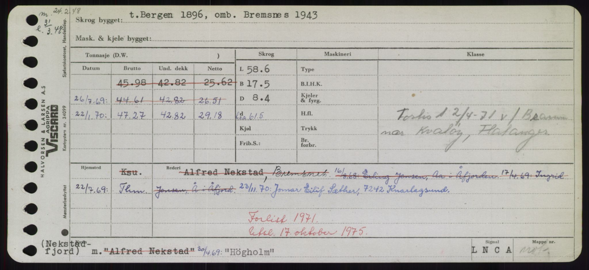 Sjøfartsdirektoratet med forløpere, Skipsmålingen, RA/S-1627/H/Hd/L0017: Fartøy, Holi-Hå, s. 489