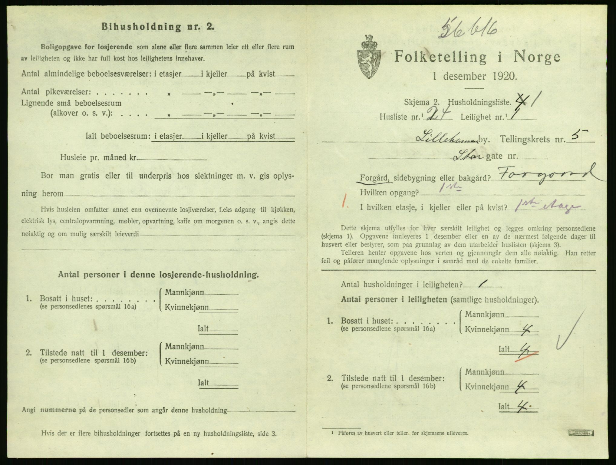 SAH, Folketelling 1920 for 0501 Lillehammer kjøpstad, 1920, s. 2278