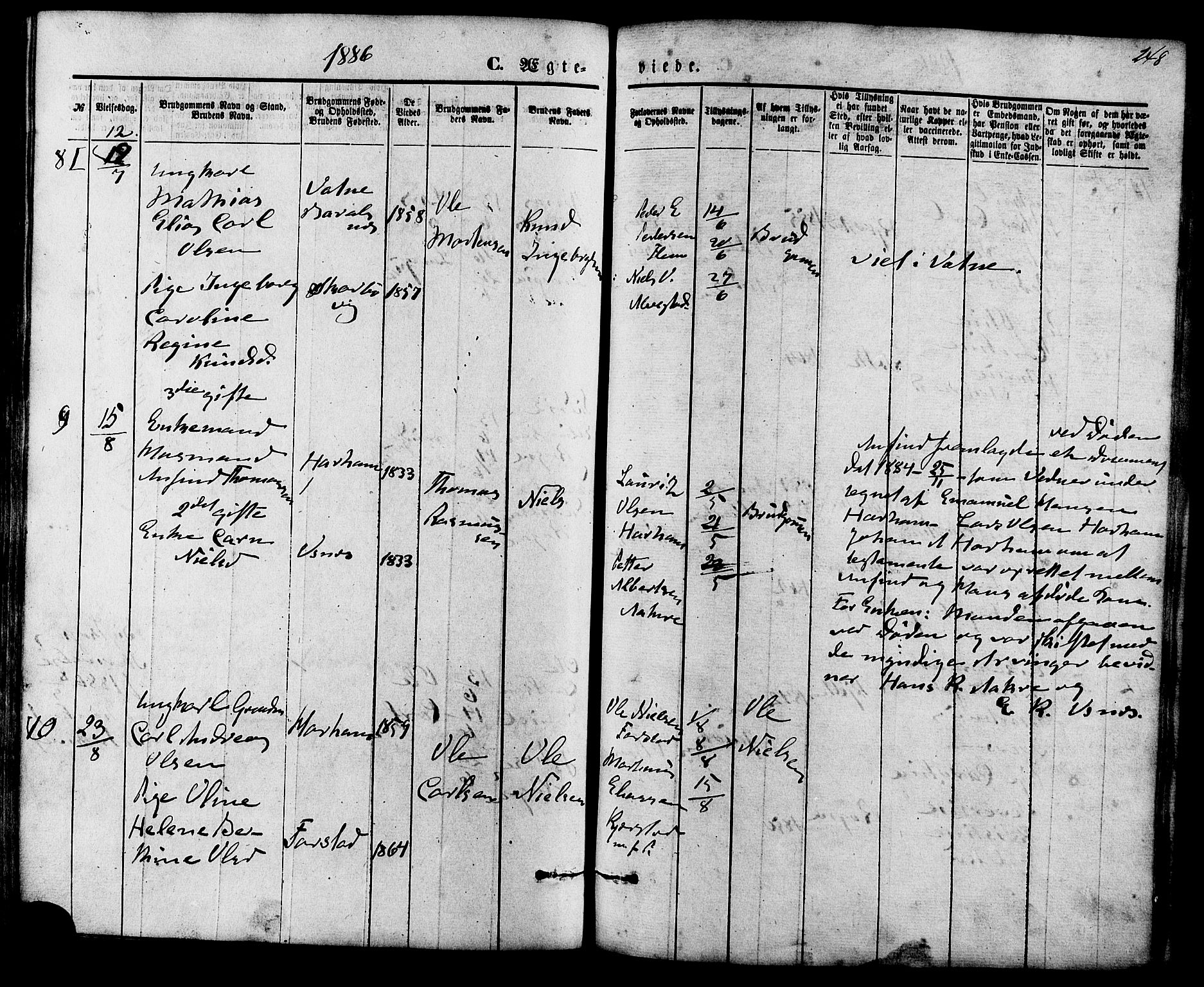 Ministerialprotokoller, klokkerbøker og fødselsregistre - Møre og Romsdal, AV/SAT-A-1454/536/L0500: Ministerialbok nr. 536A09, 1876-1889, s. 248