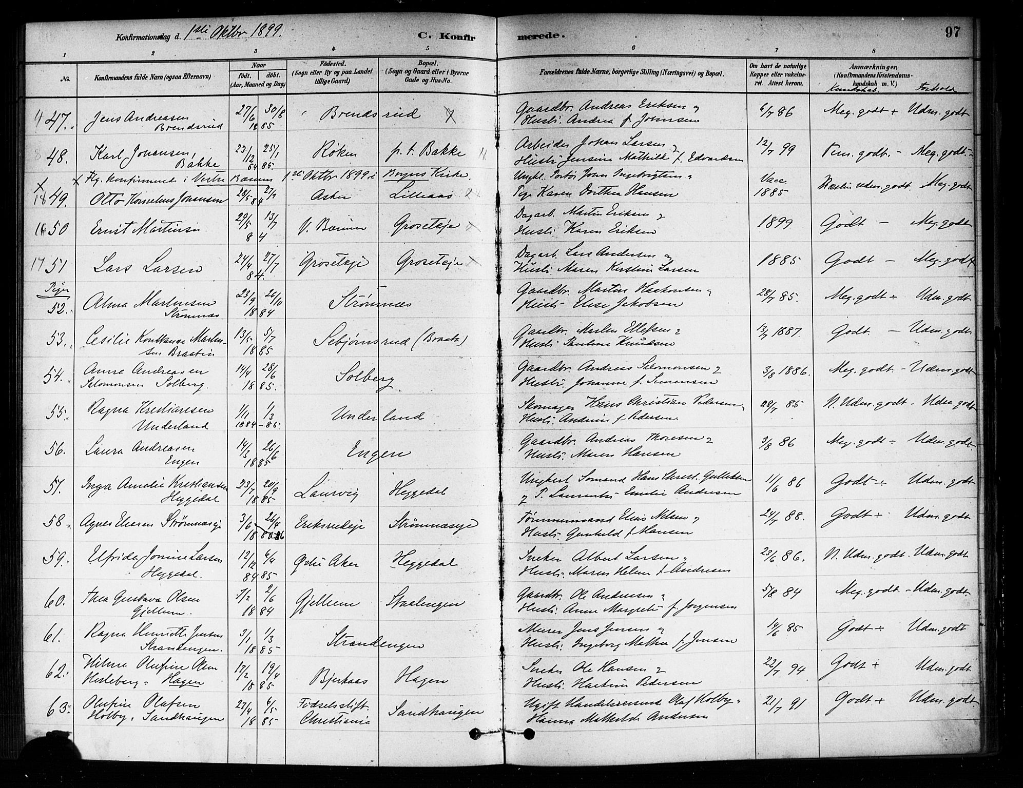 Asker prestekontor Kirkebøker, AV/SAO-A-10256a/F/Fa/L0014: Ministerialbok nr. I 14, 1879-1900, s. 97