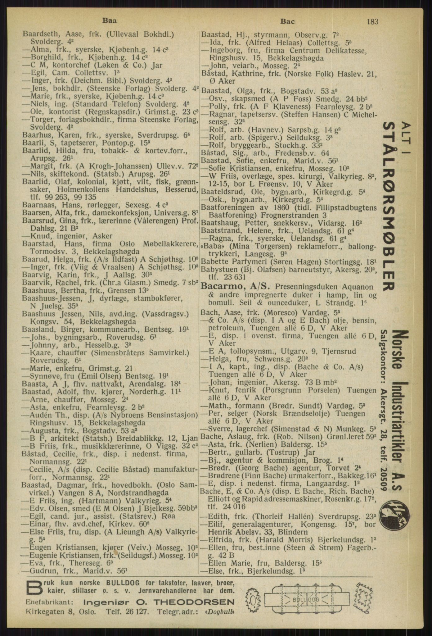 Kristiania/Oslo adressebok, PUBL/-, 1936, s. 183