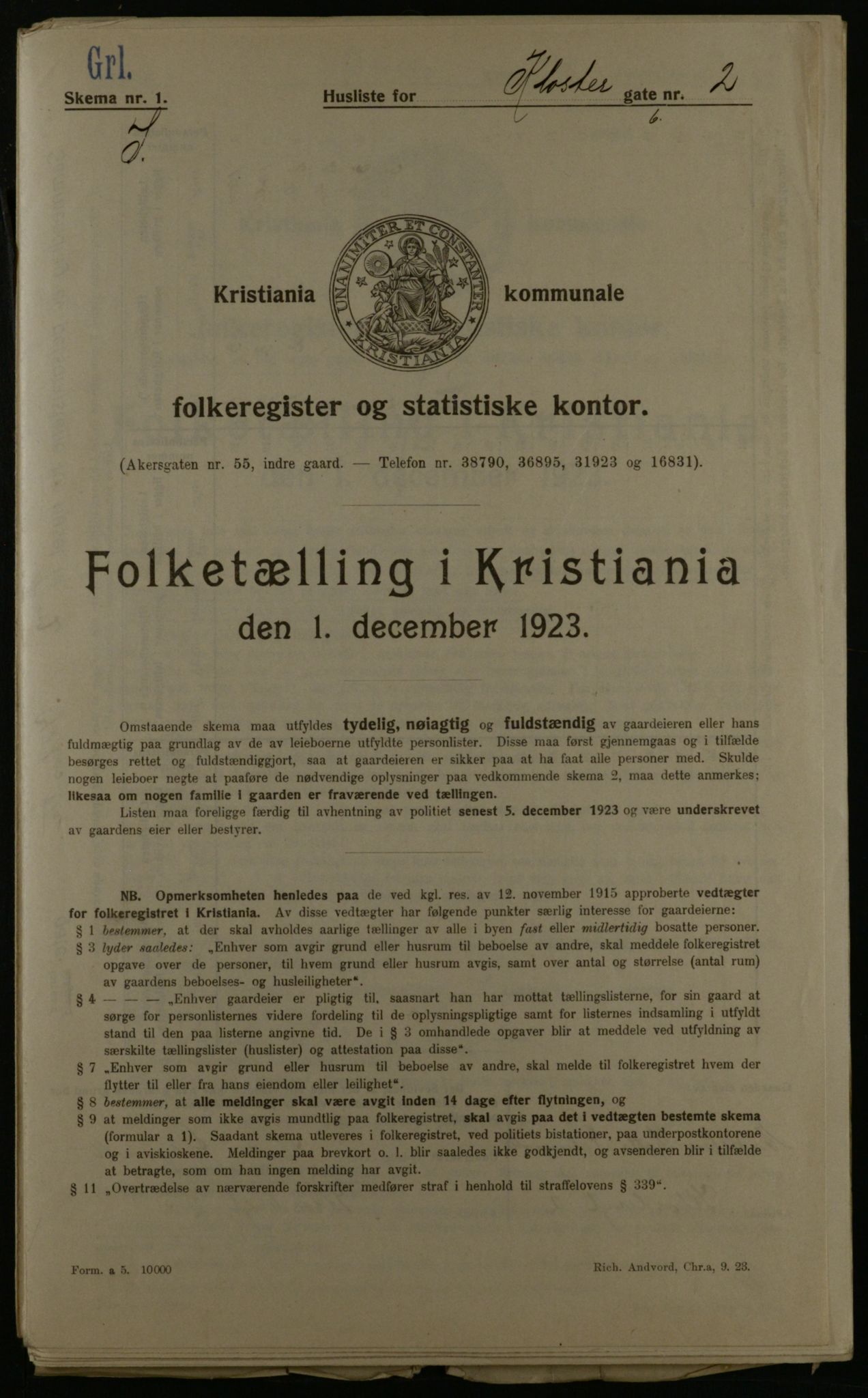 OBA, Kommunal folketelling 1.12.1923 for Kristiania, 1923, s. 58432