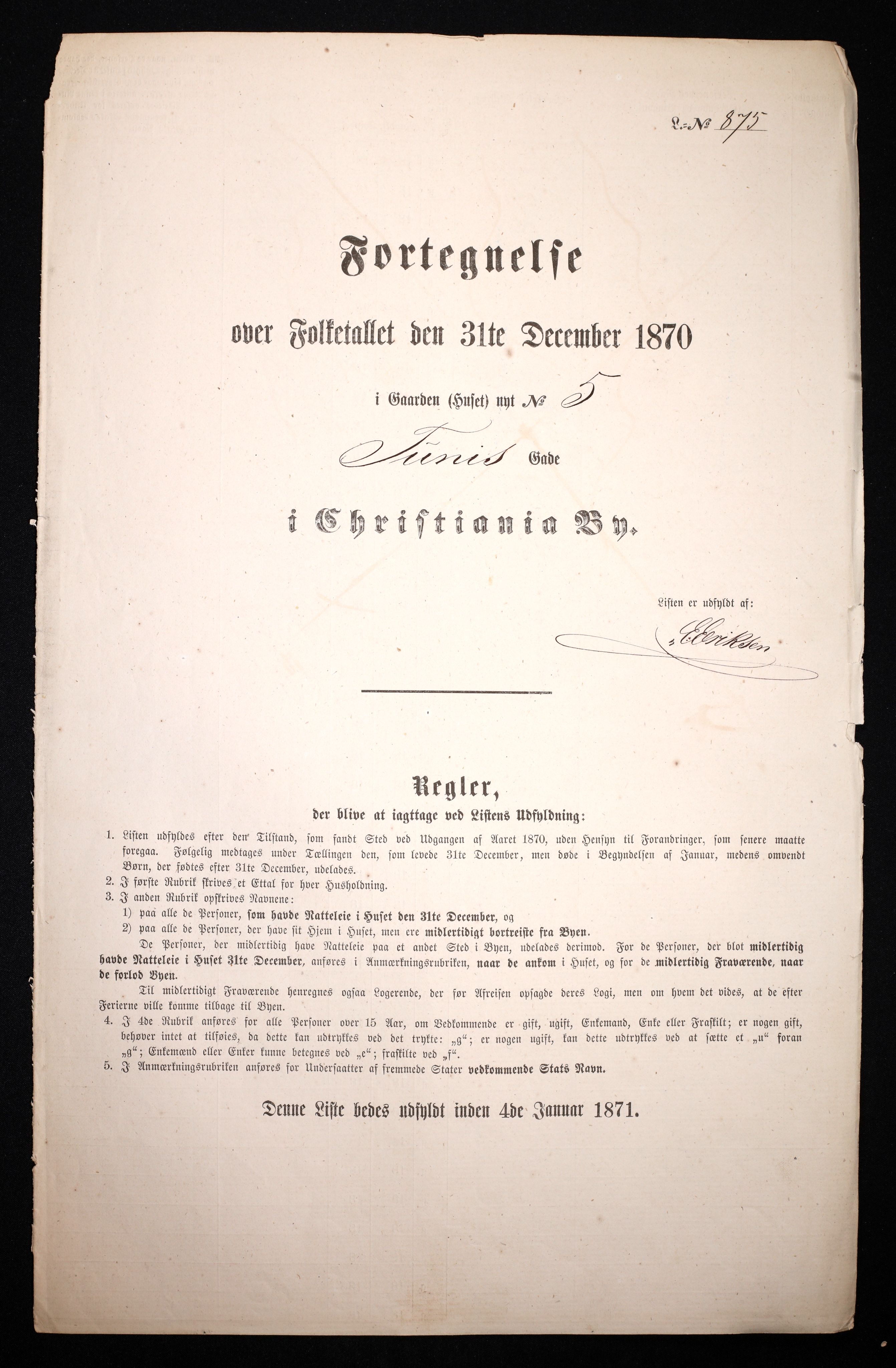 RA, Folketelling 1870 for 0301 Kristiania kjøpstad, 1870, s. 4415