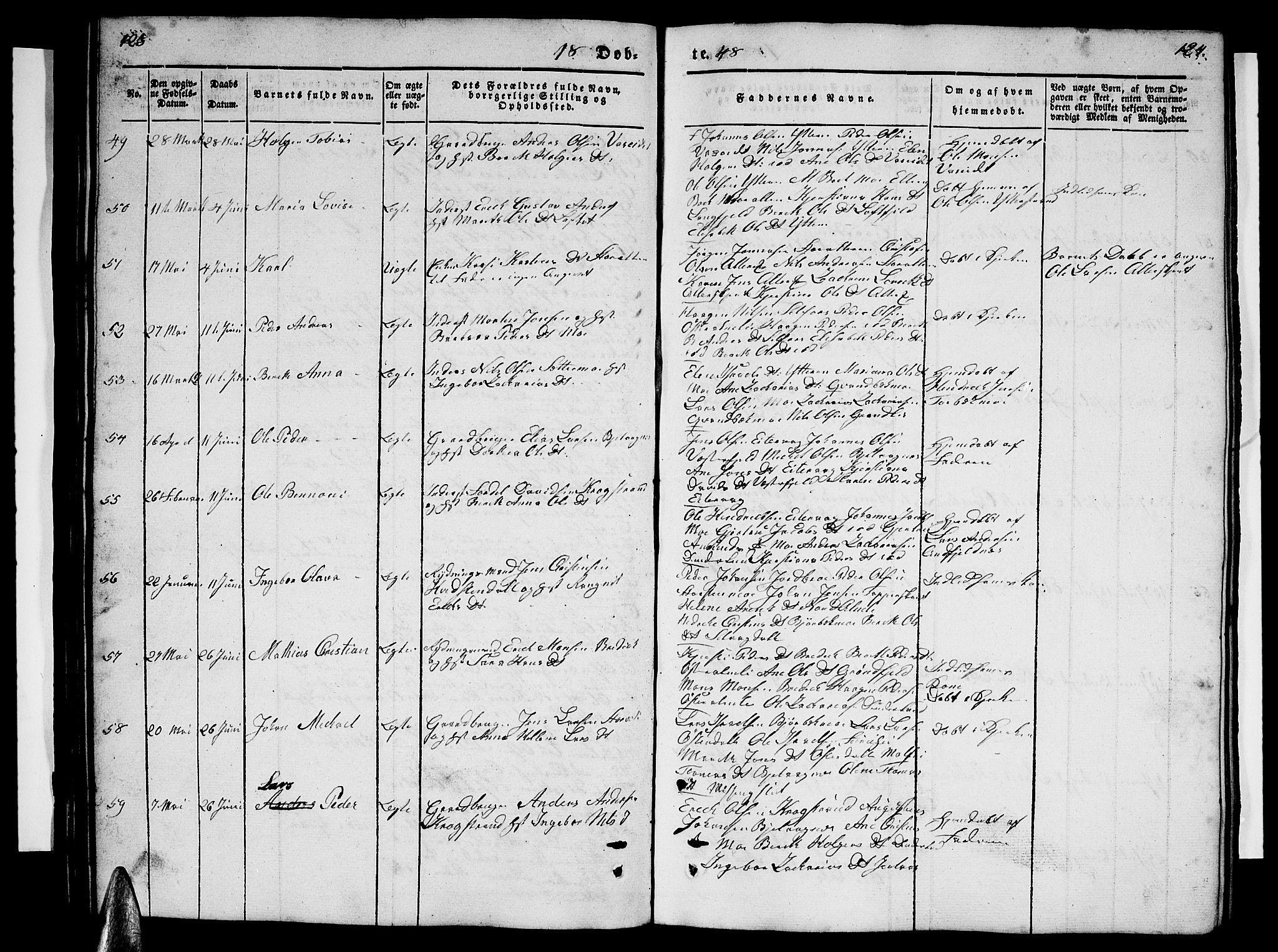 Ministerialprotokoller, klokkerbøker og fødselsregistre - Nordland, AV/SAT-A-1459/827/L0413: Klokkerbok nr. 827C02, 1842-1852, s. 123-124