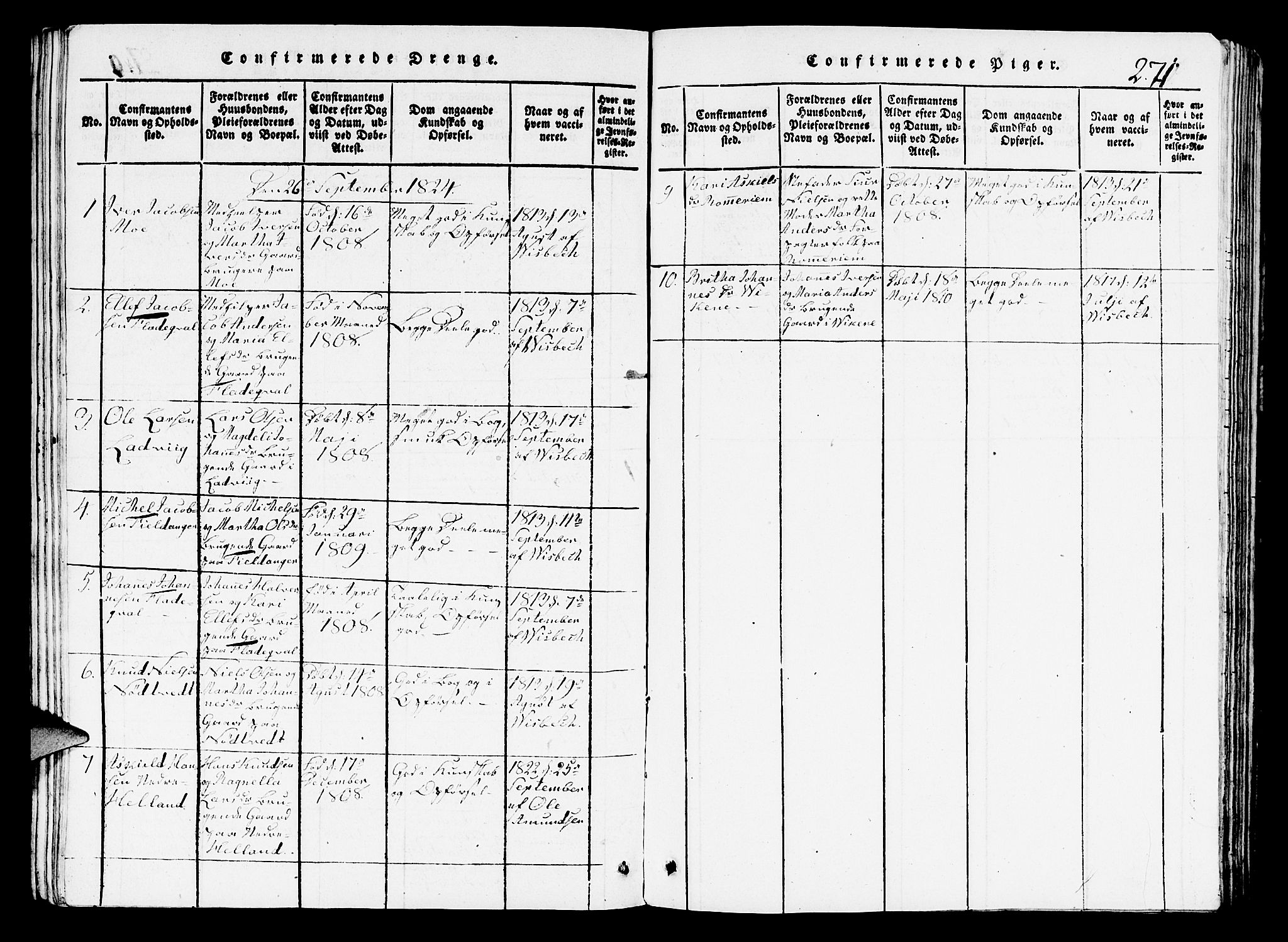 Hosanger sokneprestembete, AV/SAB-A-75801/H/Hab: Klokkerbok nr. A 1 /3, 1816-1825, s. 271