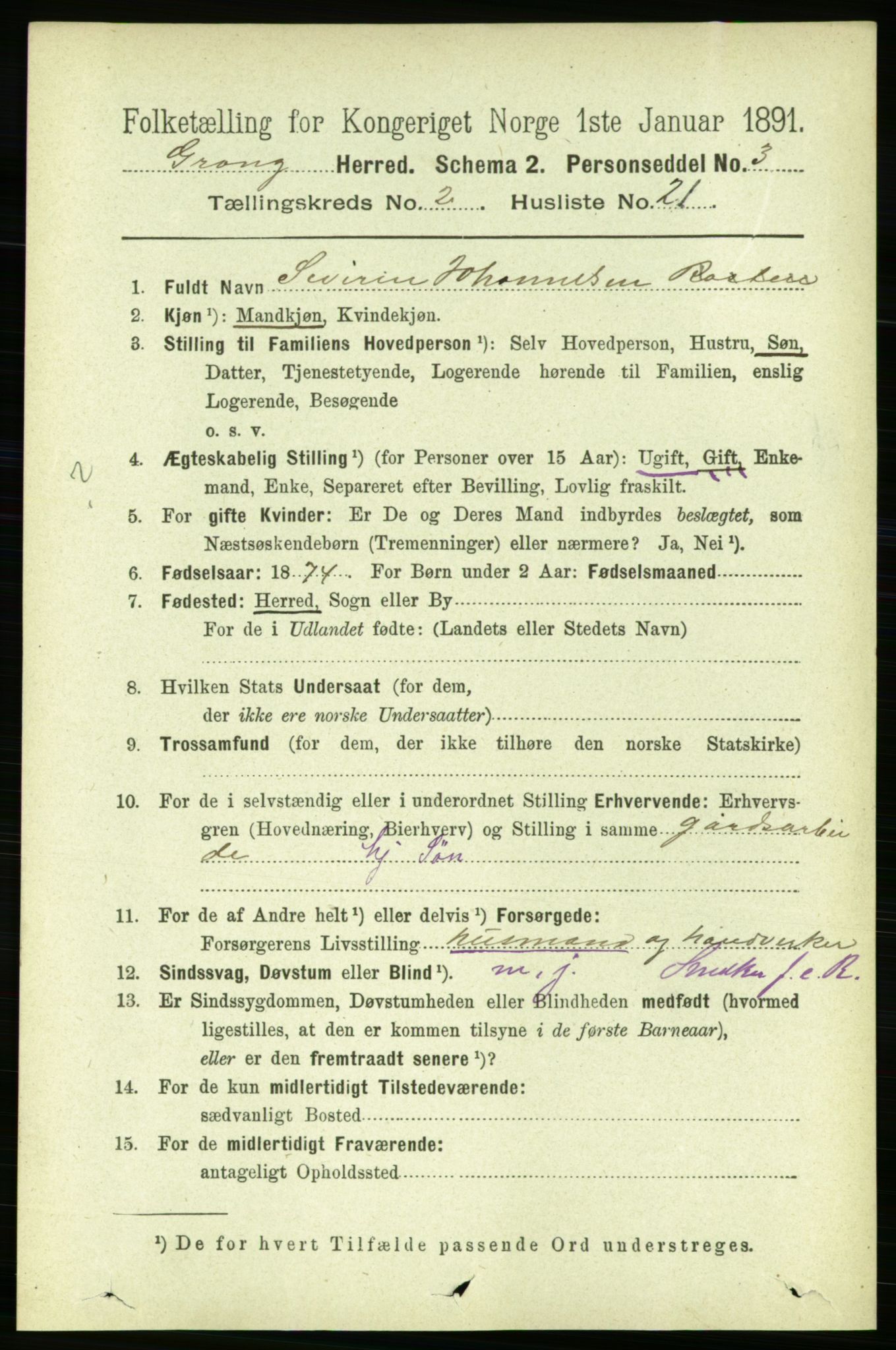 RA, Folketelling 1891 for 1742 Grong herred, 1891, s. 870