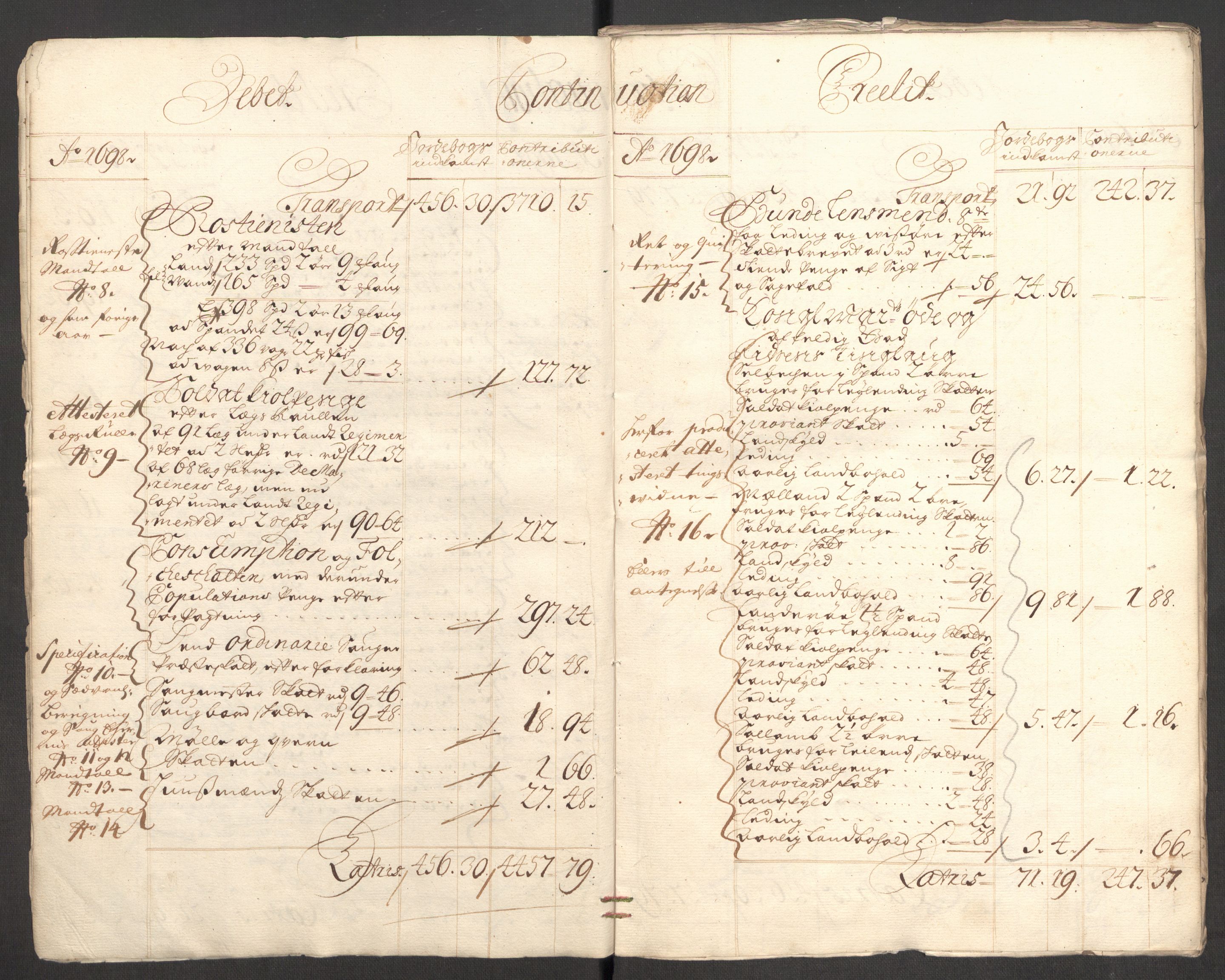 Rentekammeret inntil 1814, Reviderte regnskaper, Fogderegnskap, RA/EA-4092/R57/L3853: Fogderegnskap Fosen, 1698-1699, s. 7