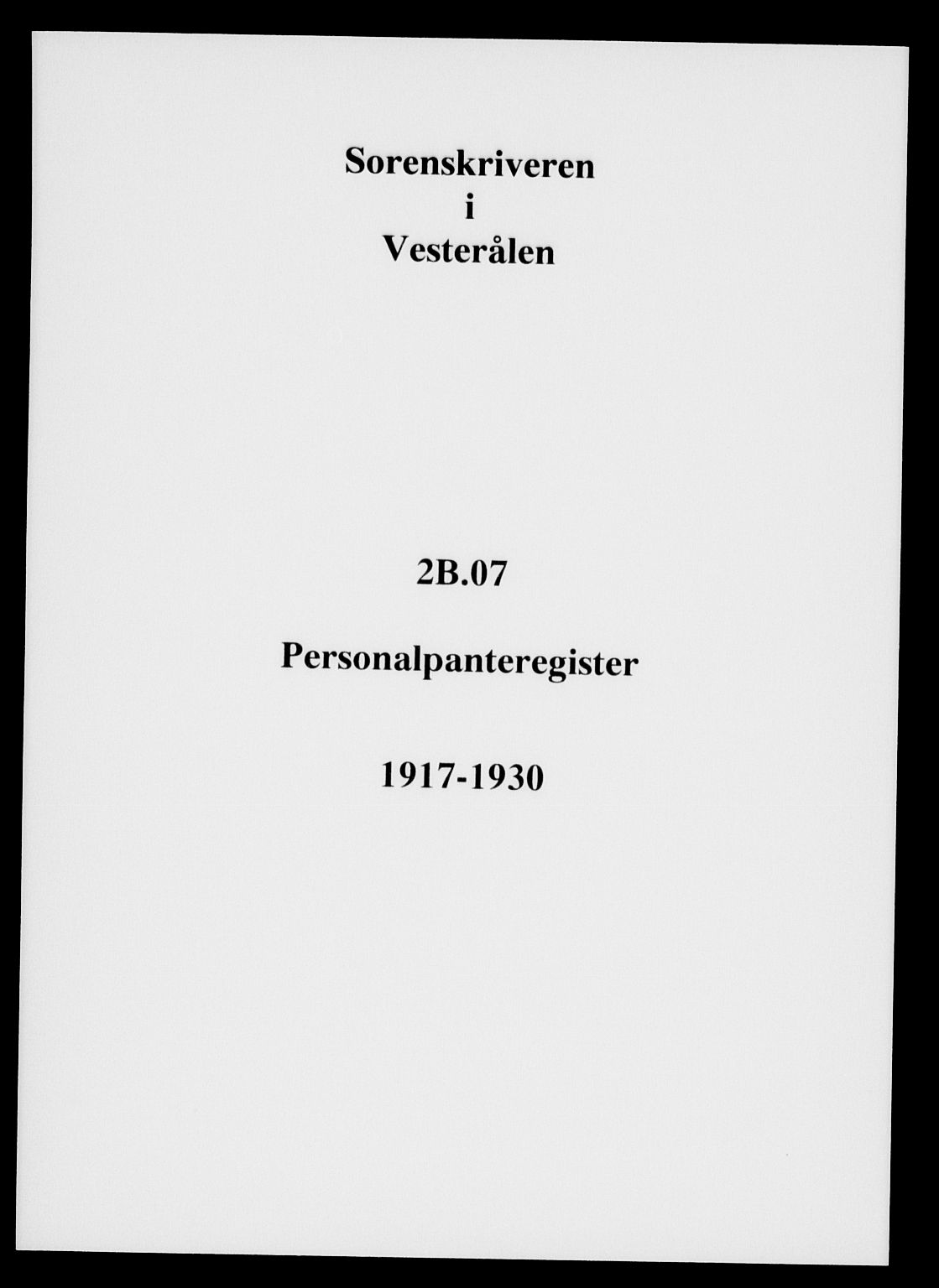Vesterålen sorenskriveri, SAT/A-4180/1/2/2B/L0007: Panteregister nr. 7, 1917-1930