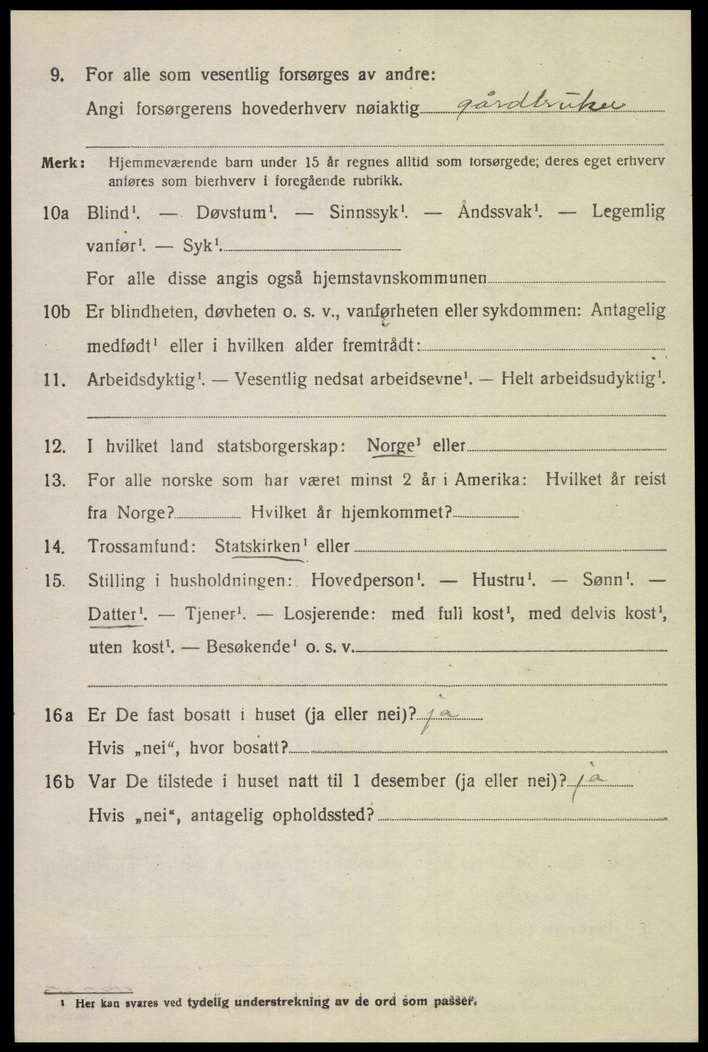 SAK, Folketelling 1920 for 1032 Lyngdal herred, 1920, s. 1716