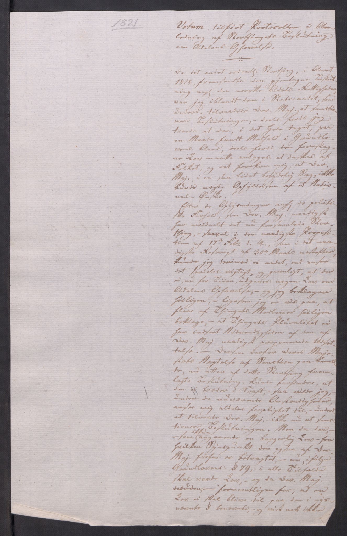 Motzfeldt-familien, AV/RA-PA-0234/D/L001b/0009: -- / "Til de trykte Optegnelser", 1821-1836