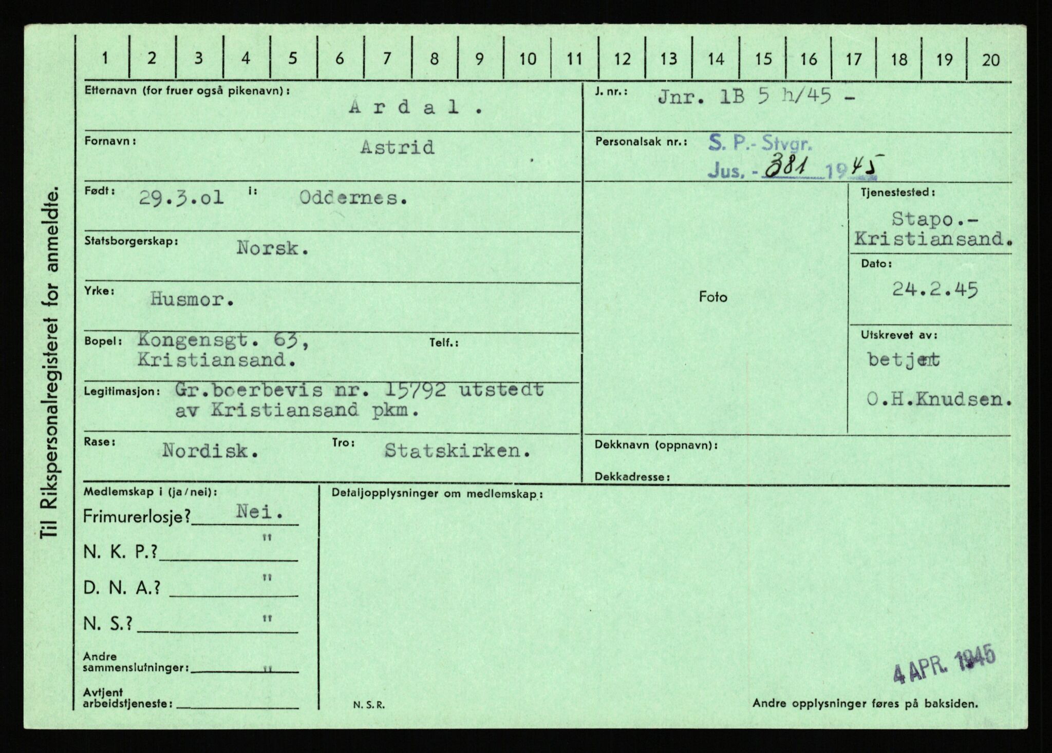 Statspolitiet - Hovedkontoret / Osloavdelingen, AV/RA-S-1329/C/Ca/L0001: Aabakken - Armann, 1943-1945, s. 5294