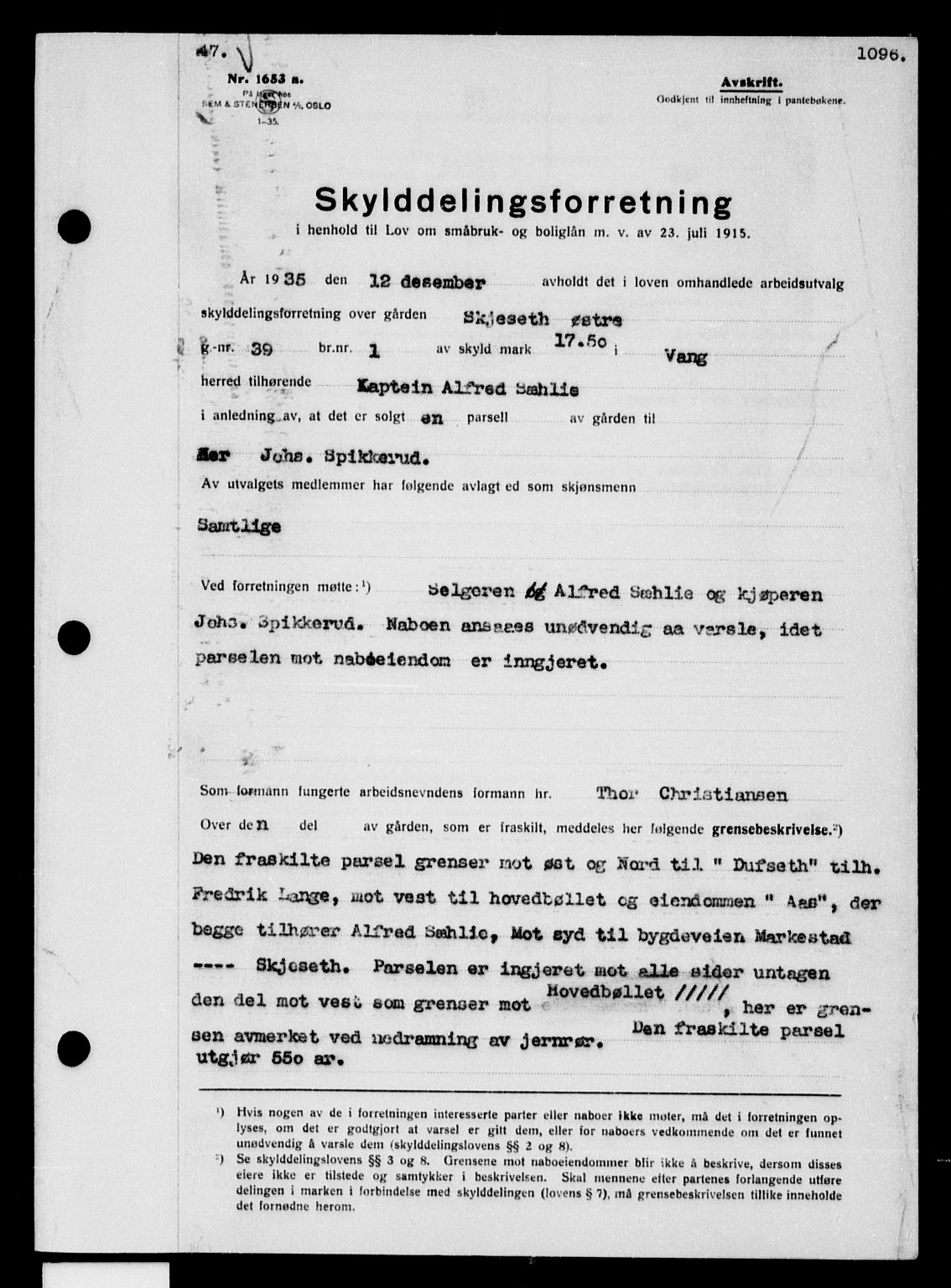 Nord-Hedmark sorenskriveri, SAH/TING-012/H/Hb/Hbc/L0047: Pantebok nr. 47, 1934-1935, s. 1096