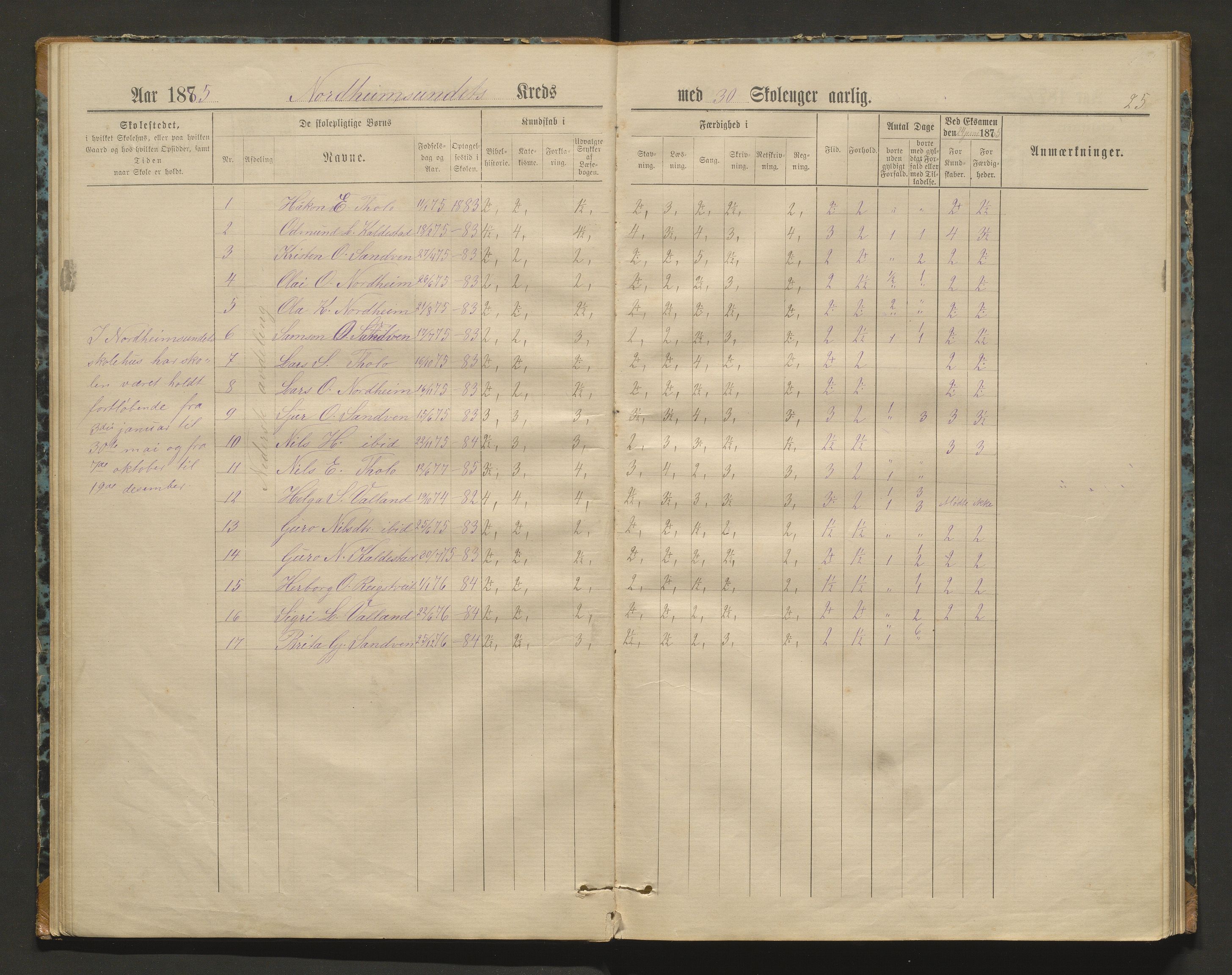 Kvam herad. Barneskulane, IKAH/1238-231/F/Fa/L0002: Skuleprotokoll for Norheimsund krins, 1878-1891, s. 24