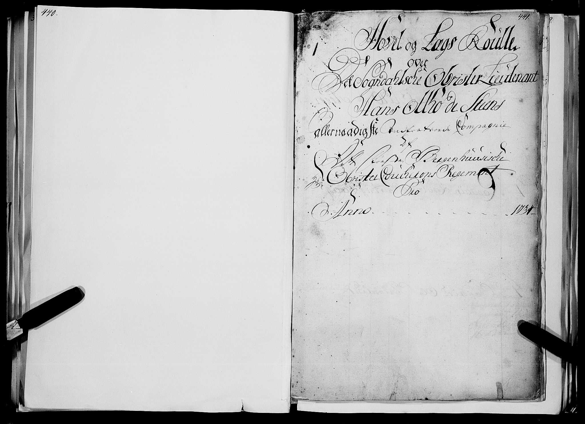 Stiftamtmannen i Bergen, SAB/A-100006/F/Fc/L0004: Lnr. 1887 - Militære manntall og ruller, 1722-1748, s. 440-441