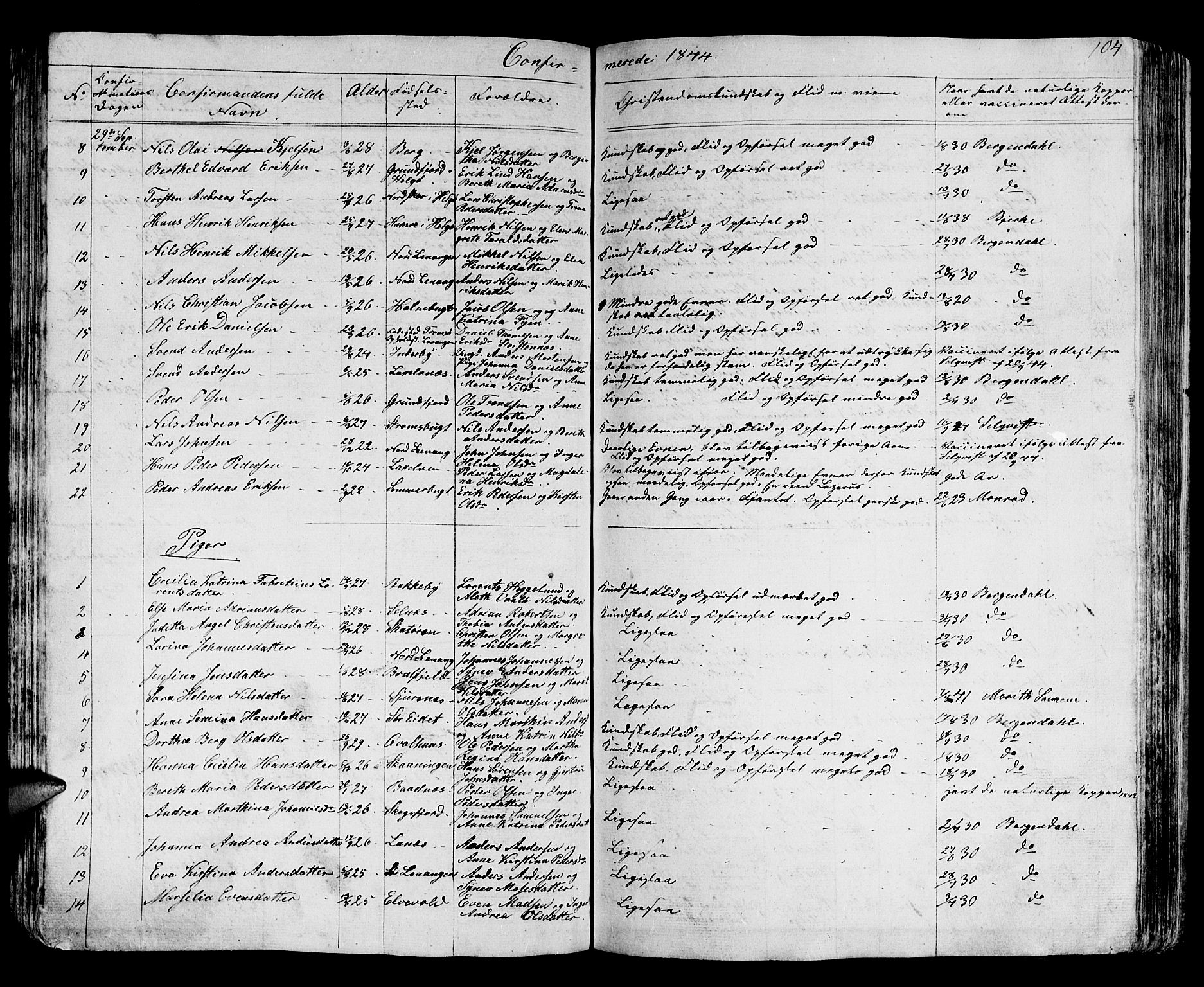 Karlsøy sokneprestembete, AV/SATØ-S-1299/H/Ha/Hab/L0002klokker: Klokkerbok nr. 2, 1843-1861, s. 104