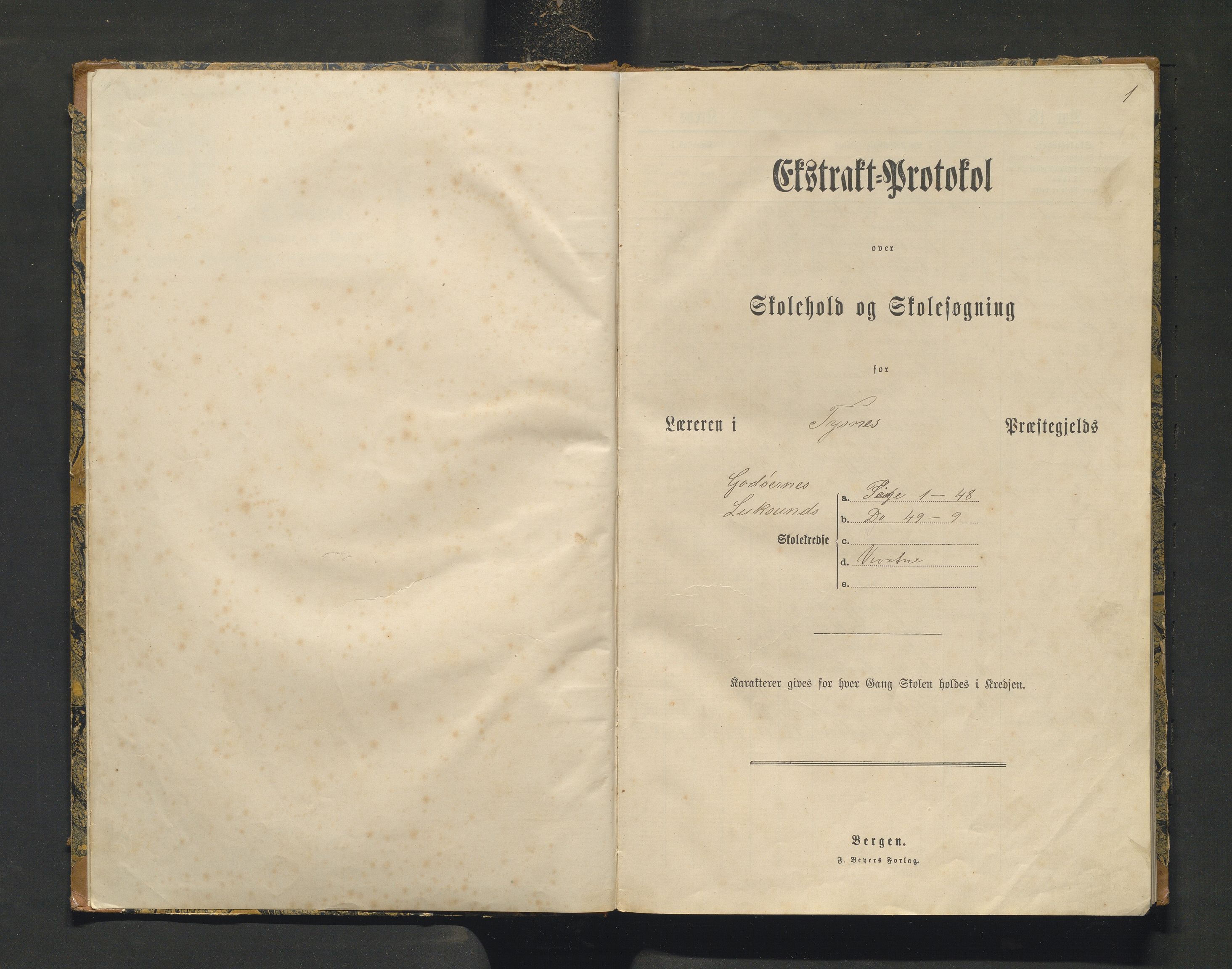 Tysnes kommune. Barneskulane, IKAH/1223-231/F/Fa/Faa/L0009: Skuleprotokoll for Godøy og Lunde krinsar, 1891-1921