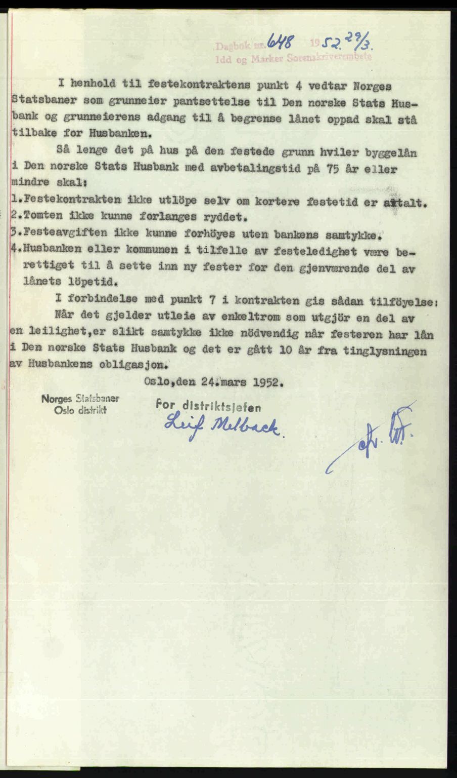 Idd og Marker sorenskriveri, SAO/A-10283/G/Gb/Gbb/L0011: Pantebok nr. A11, 1948-1949, Dagboknr: 648/1952