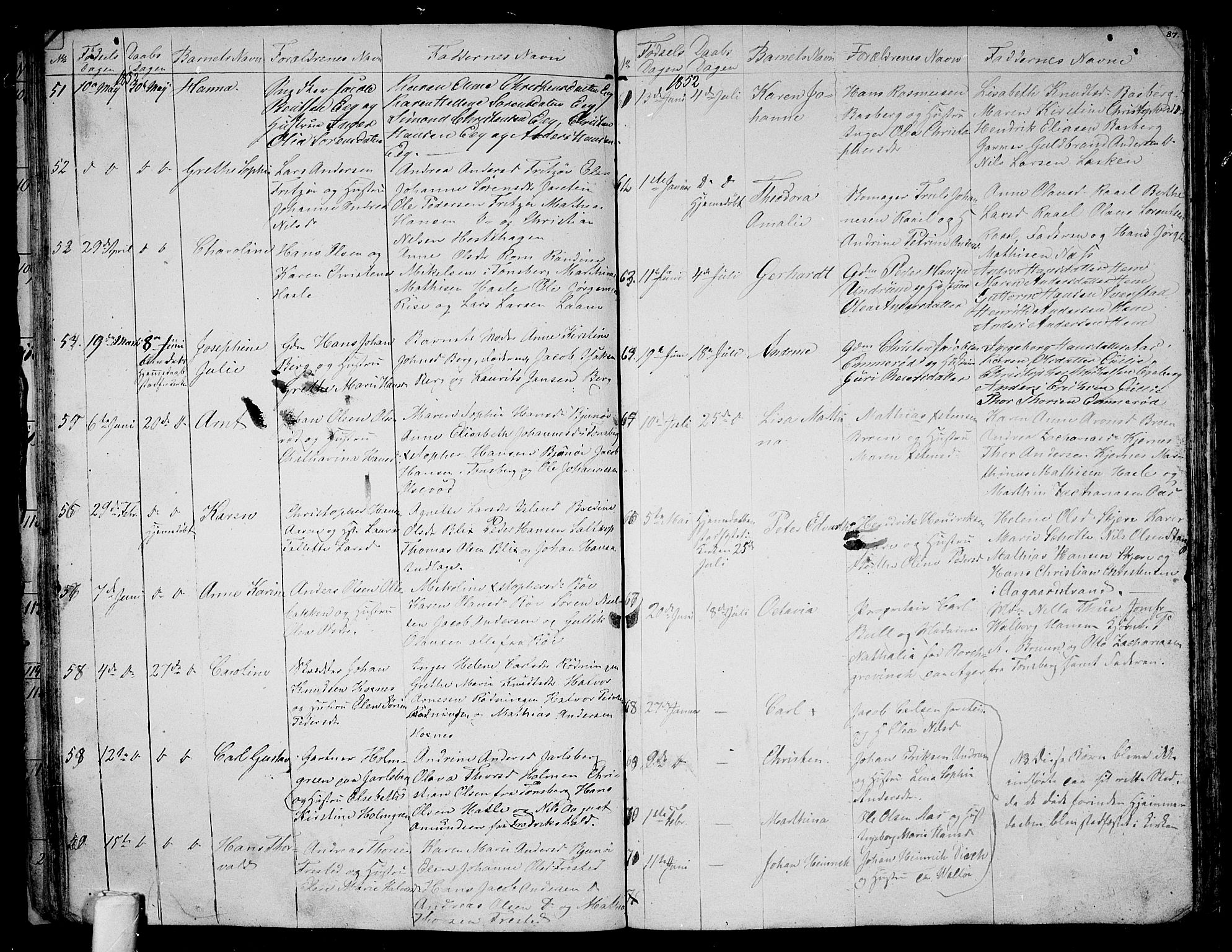 Sem kirkebøker, AV/SAKO-A-5/G/Ga/L0003: Klokkerbok nr. I 3, 1844-1855, s. 86-87