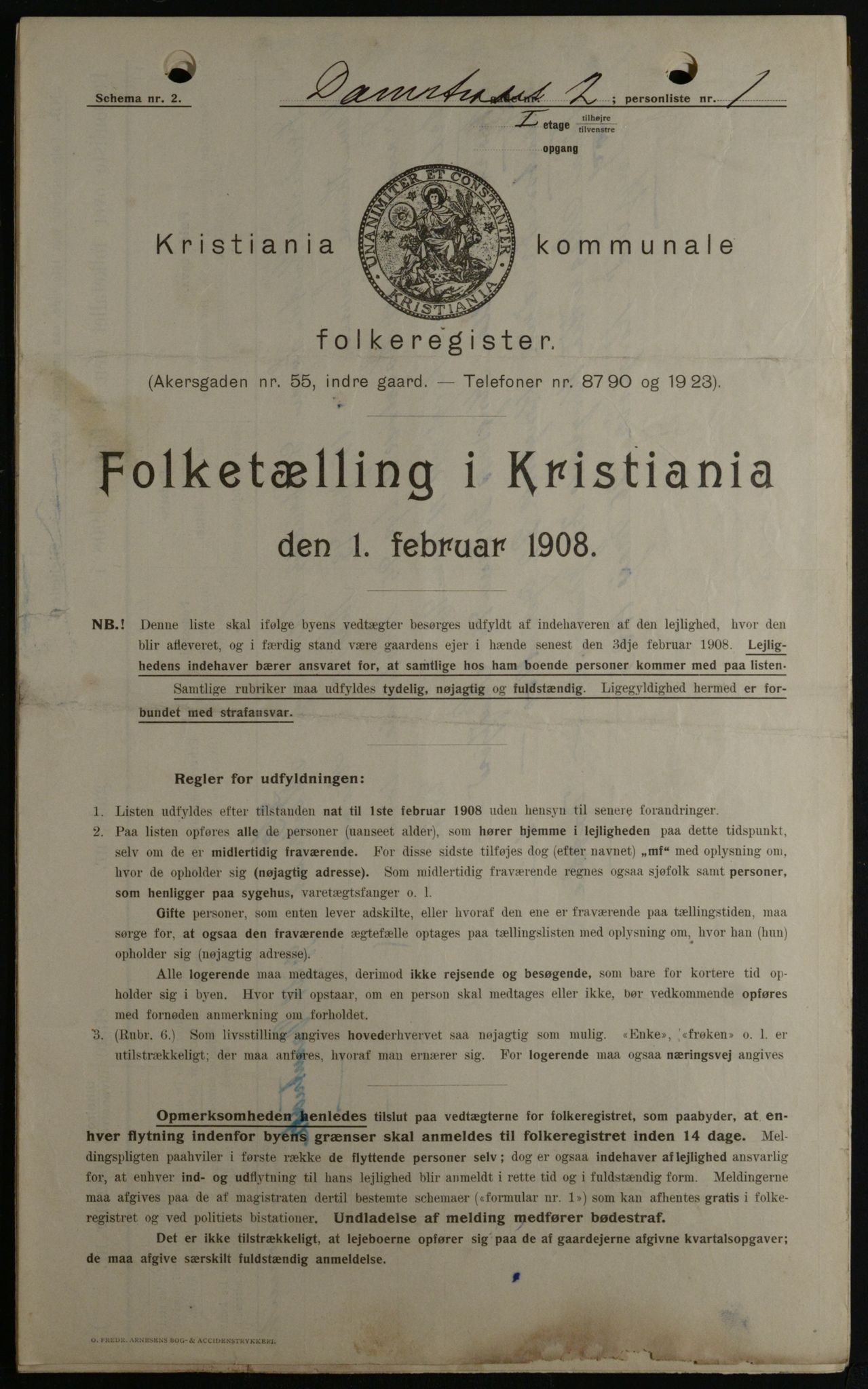 OBA, Kommunal folketelling 1.2.1908 for Kristiania kjøpstad, 1908, s. 13463