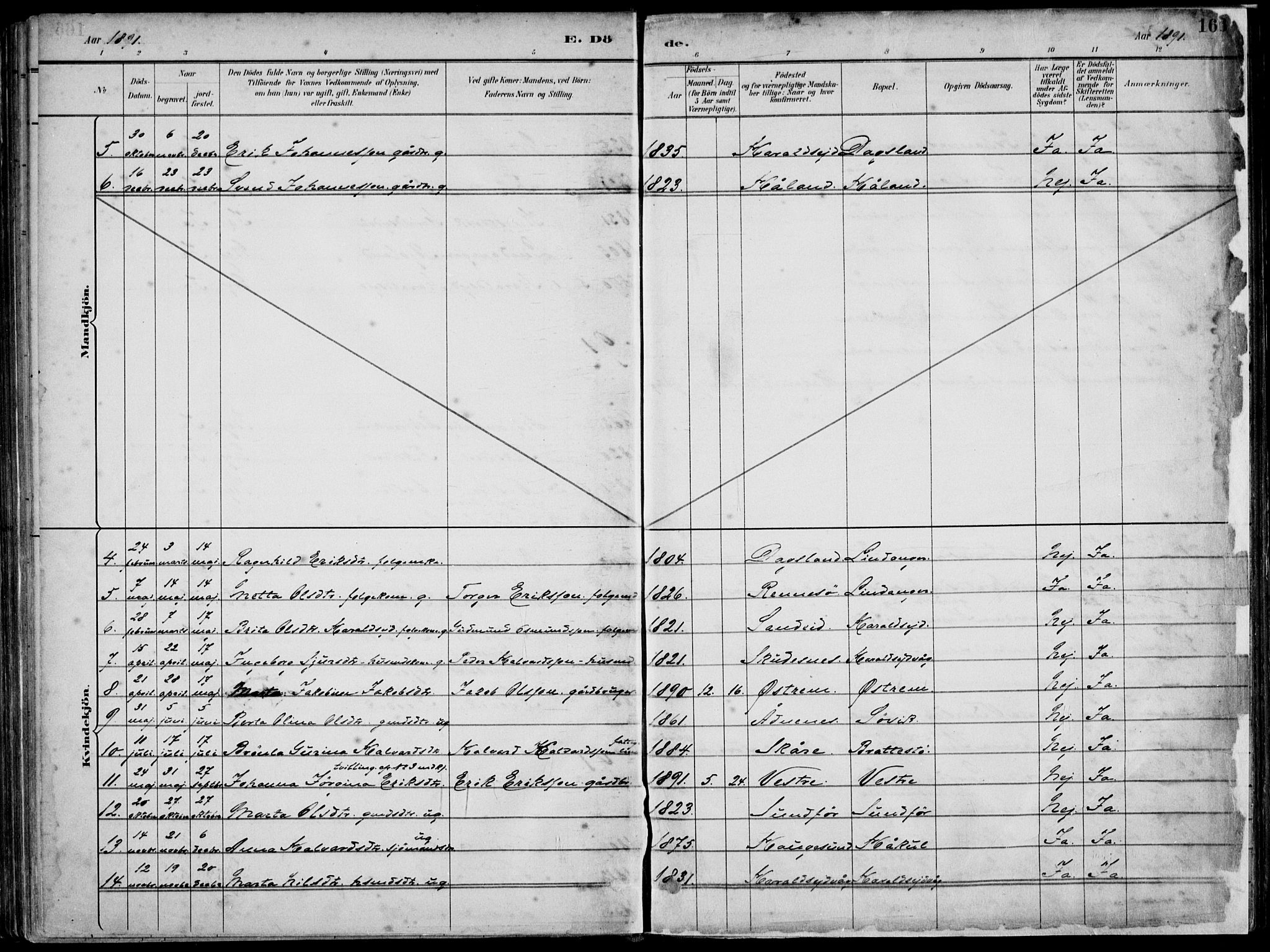 Skjold sokneprestkontor, SAST/A-101847/H/Ha/Haa/L0010: Ministerialbok nr. A 10, 1882-1897, s. 166