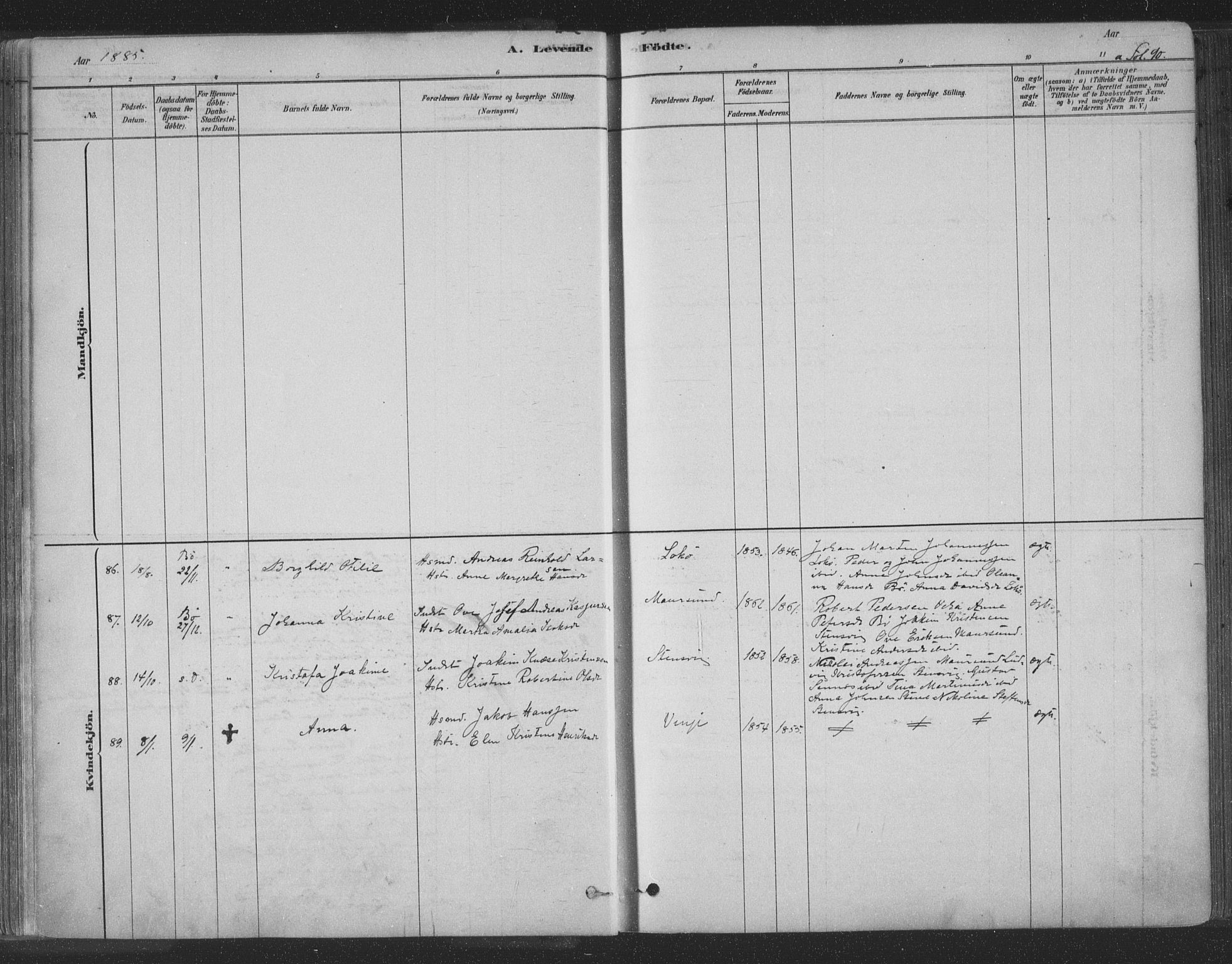 Ministerialprotokoller, klokkerbøker og fødselsregistre - Nordland, AV/SAT-A-1459/891/L1302: Ministerialbok nr. 891A07, 1878-1895, s. 90