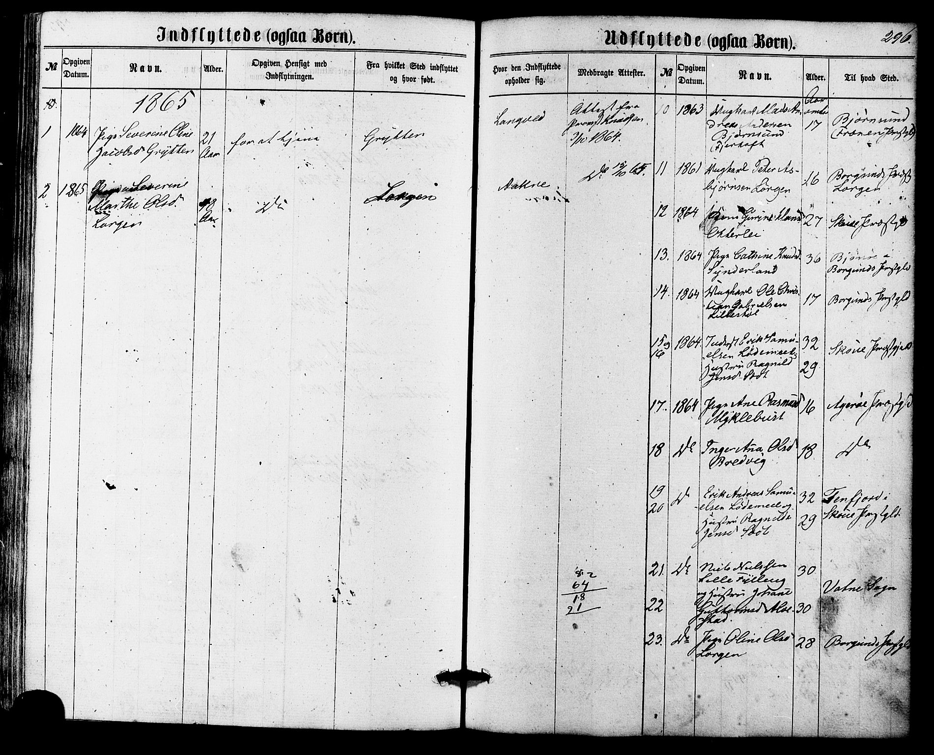 Ministerialprotokoller, klokkerbøker og fødselsregistre - Møre og Romsdal, SAT/A-1454/536/L0498: Ministerialbok nr. 536A07, 1862-1875, s. 296