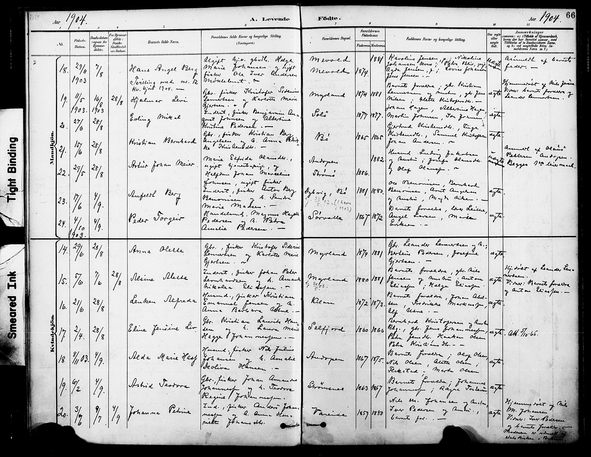 Ministerialprotokoller, klokkerbøker og fødselsregistre - Nordland, AV/SAT-A-1459/885/L1205: Ministerialbok nr. 885A06, 1892-1905, s. 66